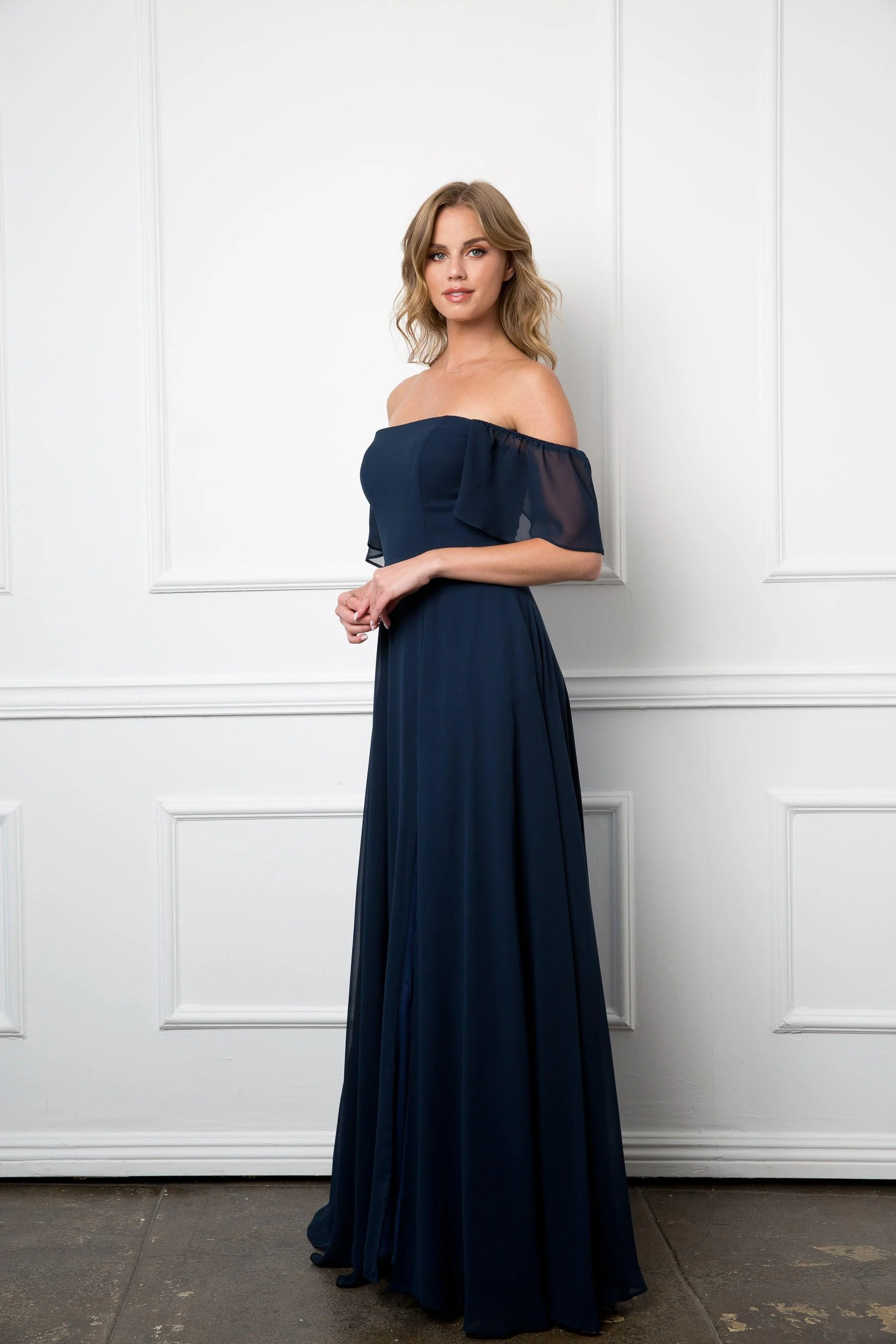 Long Formal Bridesmaids Chiffon Evening Gown