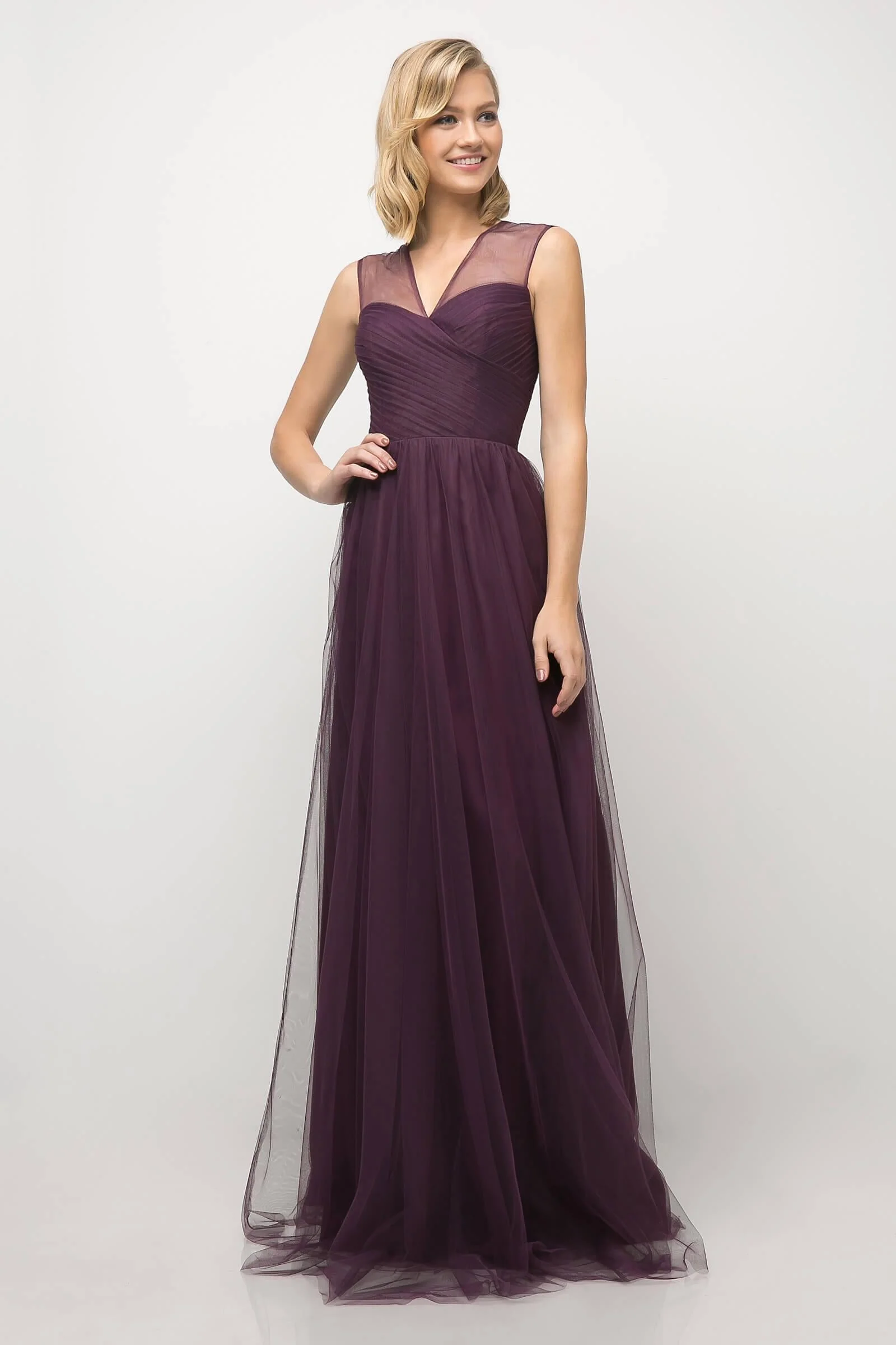 Cinderella Divine ET320 Long V Neck Prom Dress Bridesmaid Gown