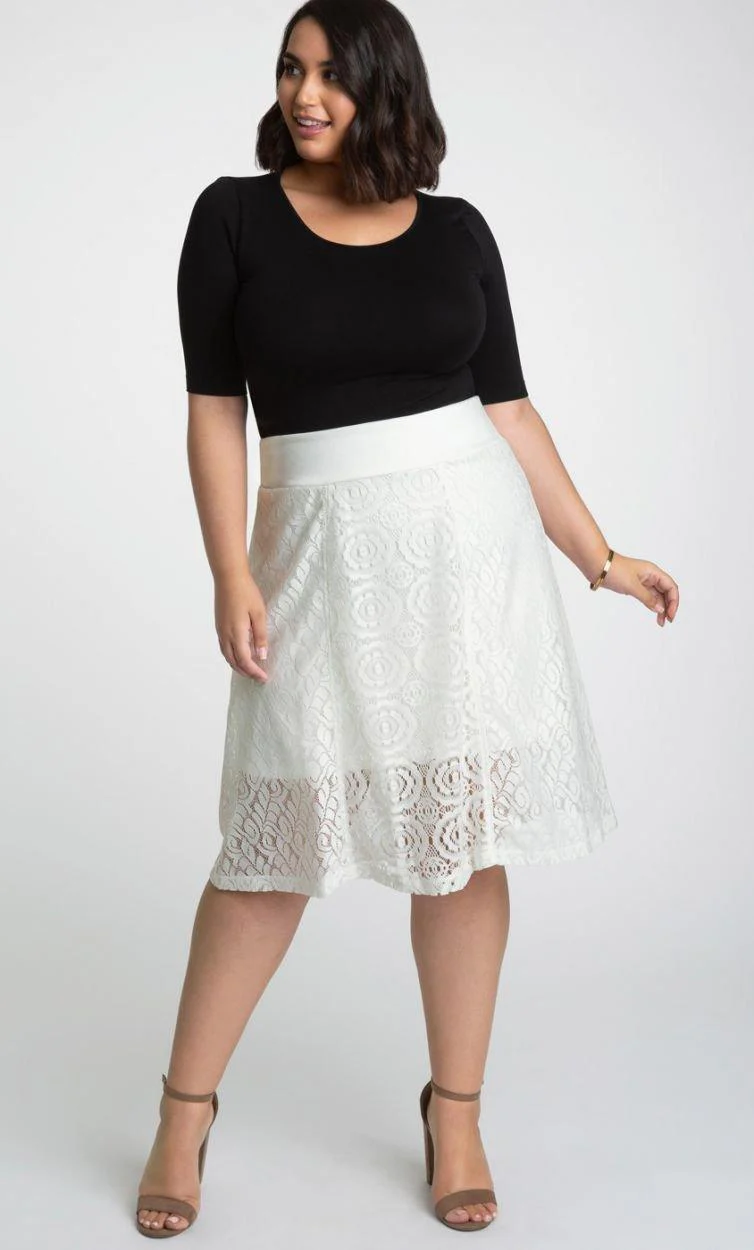 Kiyonna Muse Lace Midi Skirt Short Dress