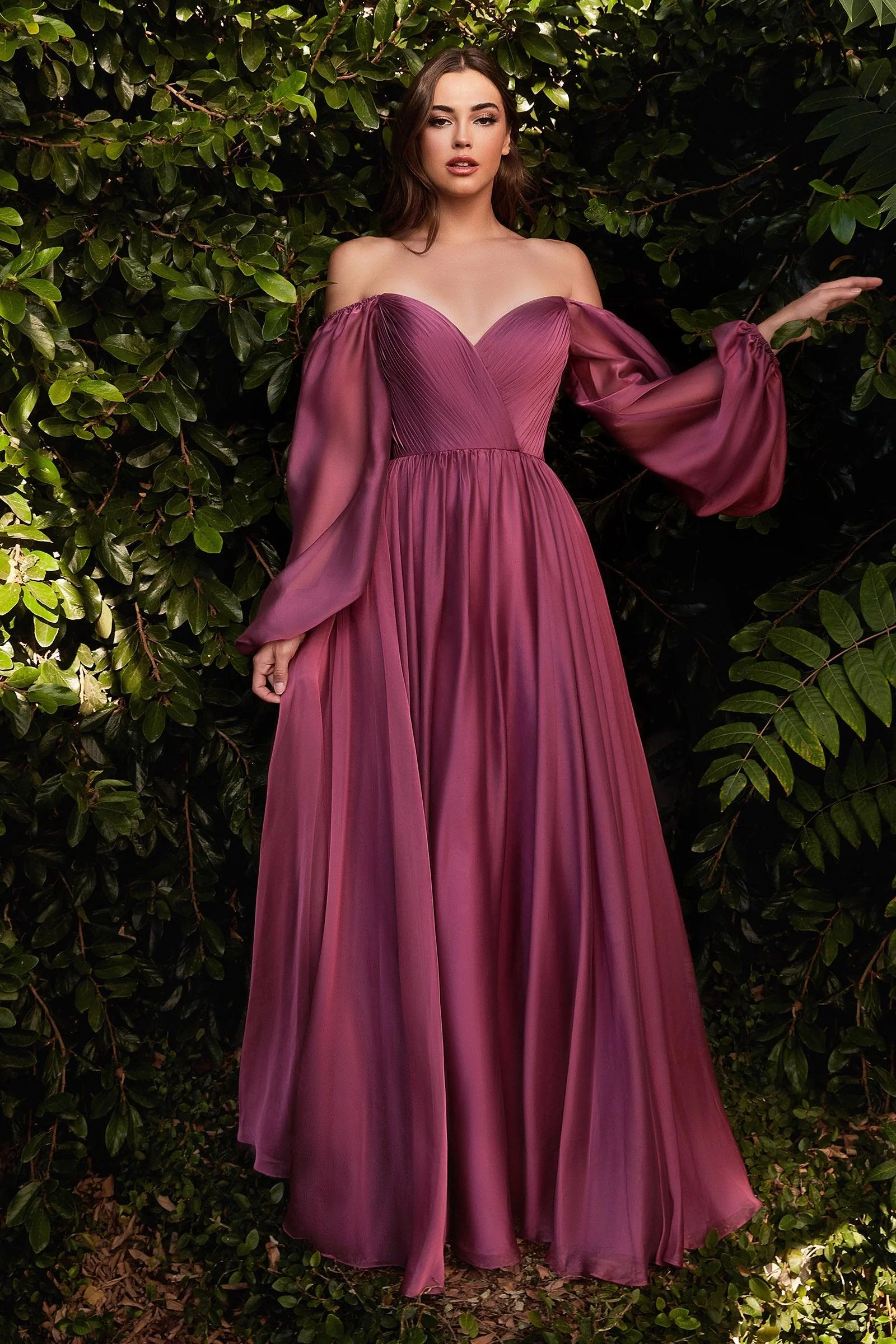 Cinderella Divine CD243 Off Shoulder Long Sleeve Formal Prom Dress