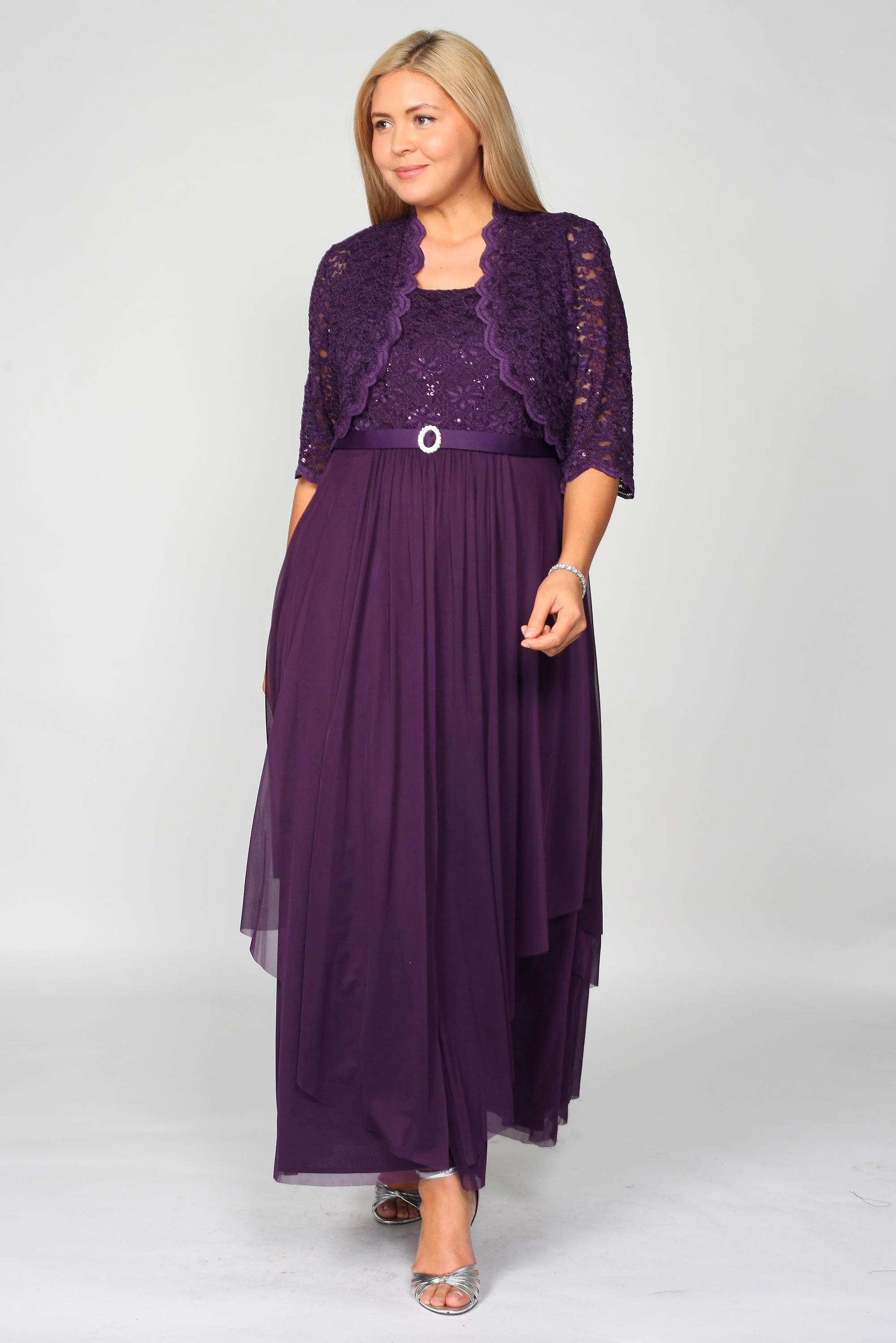 R&M Richards 7300 Long Mother Of Bride Formal Jacket Dress