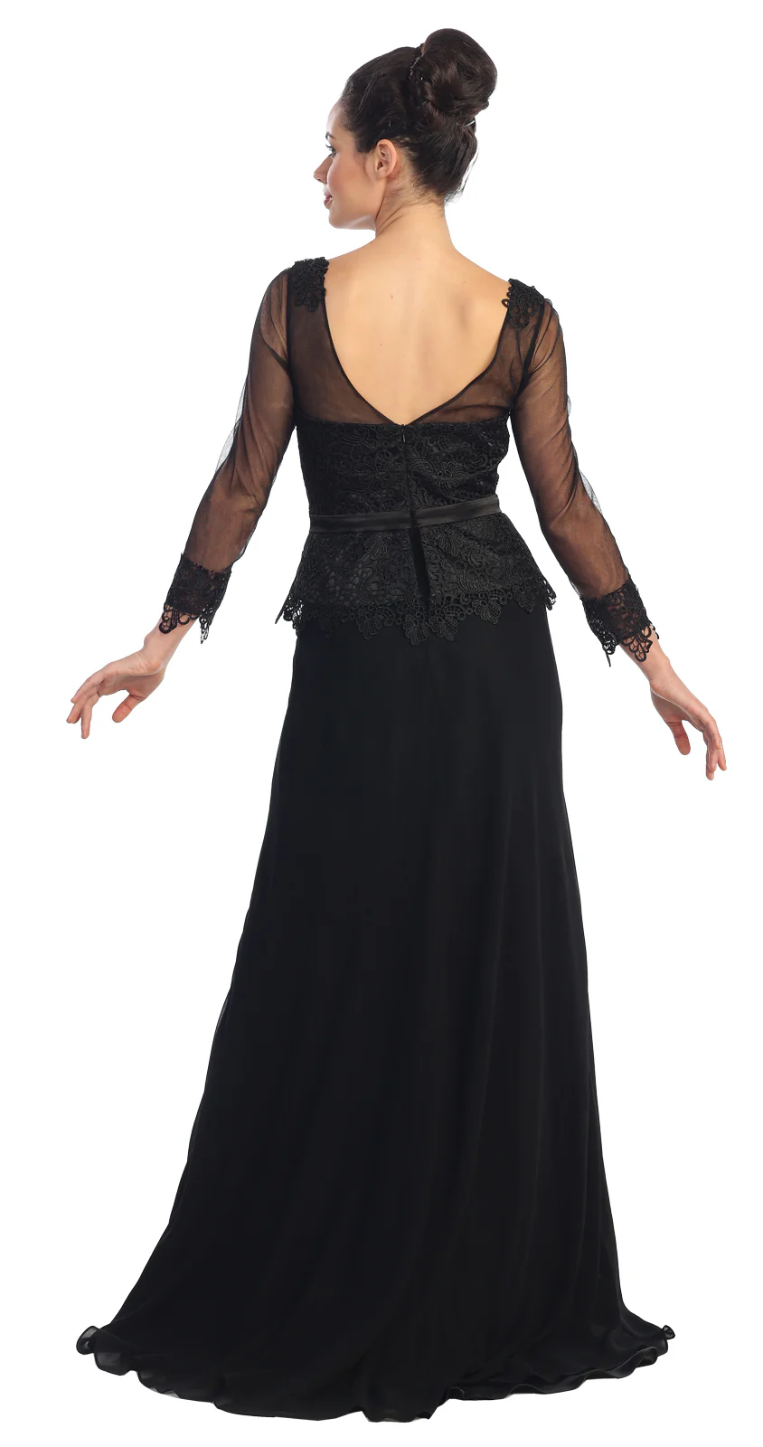 Formal Long Sheer Sleeve Mother of the Bride Dress