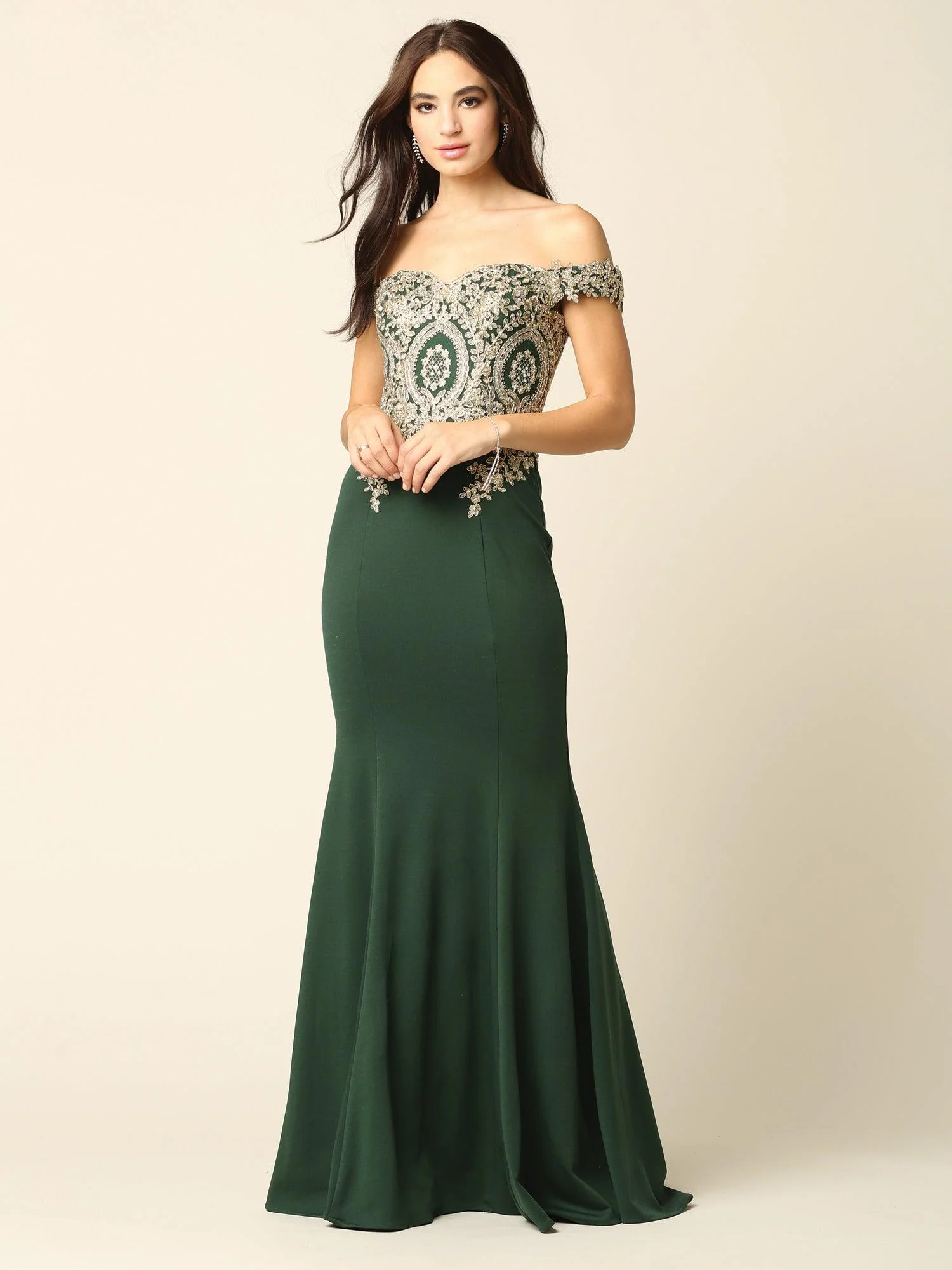 Long Formal Off Shoulder Fitted Mermaid Dress