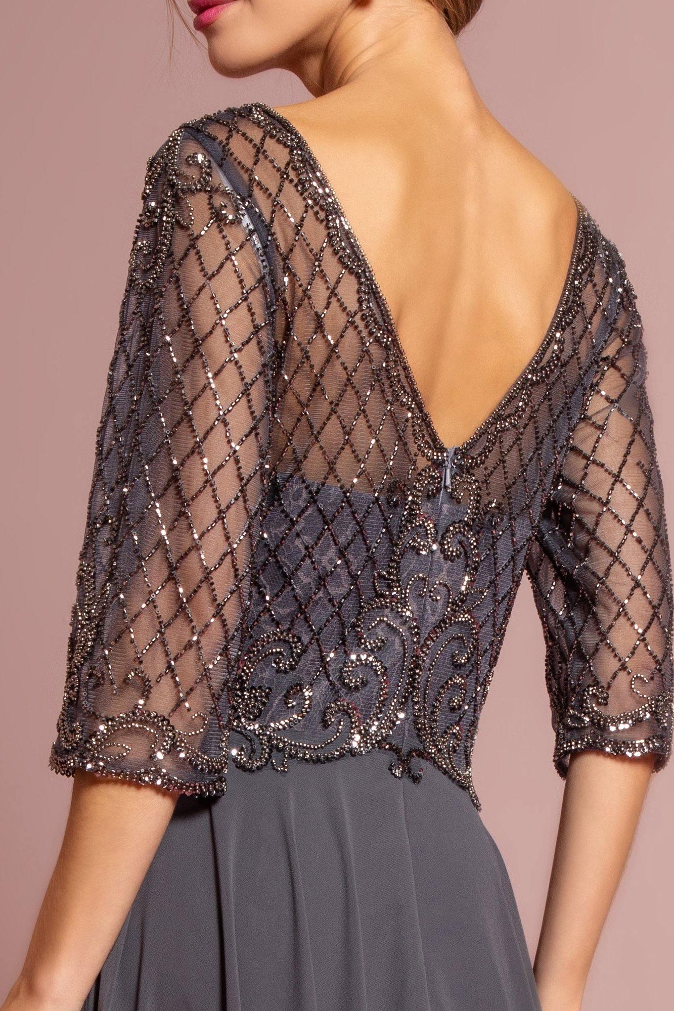 Beads Embellished Bodice Chiffon Long Dress Sale