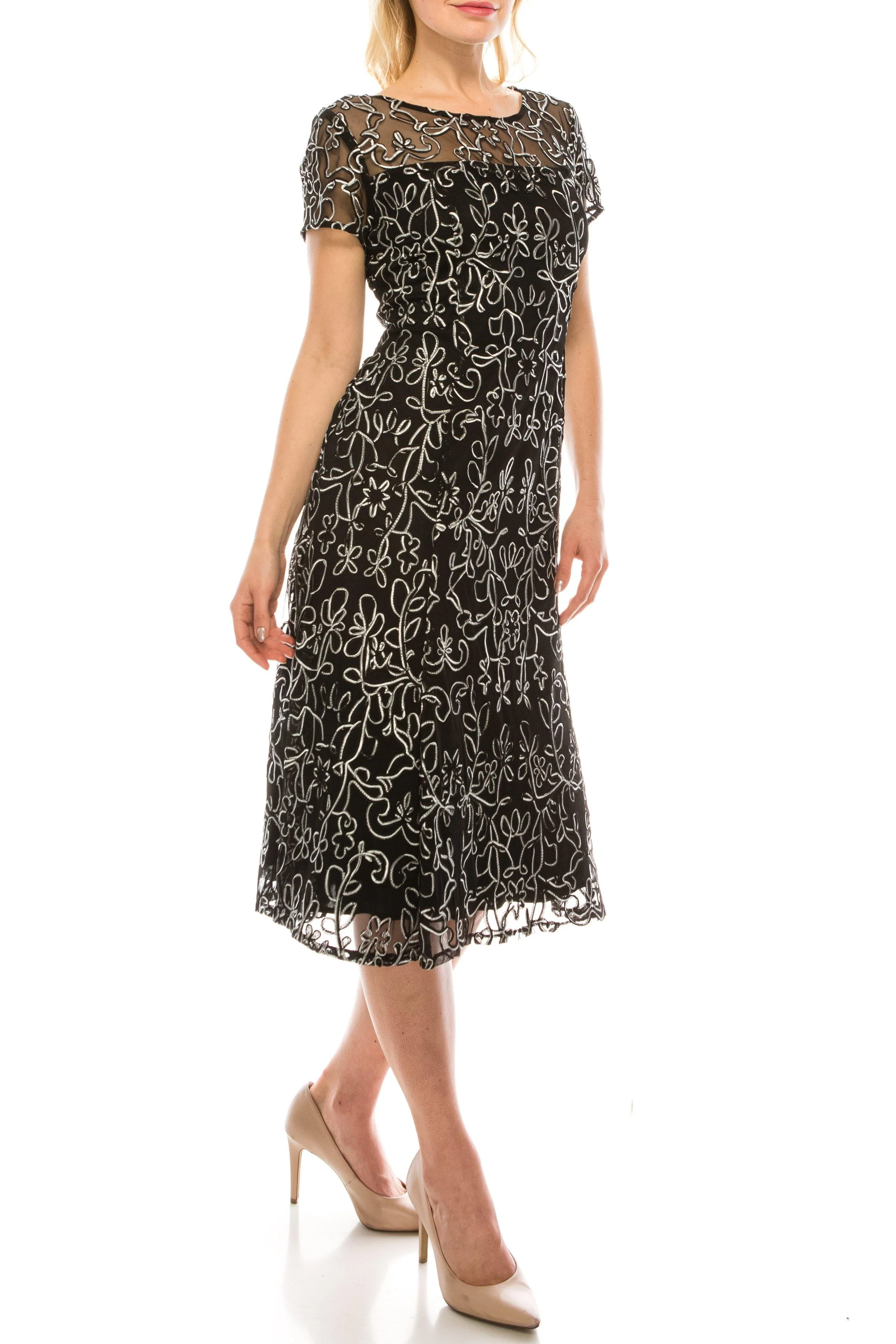 SL Fashions 9120251 Short Cocktail Mesh Evening Dress