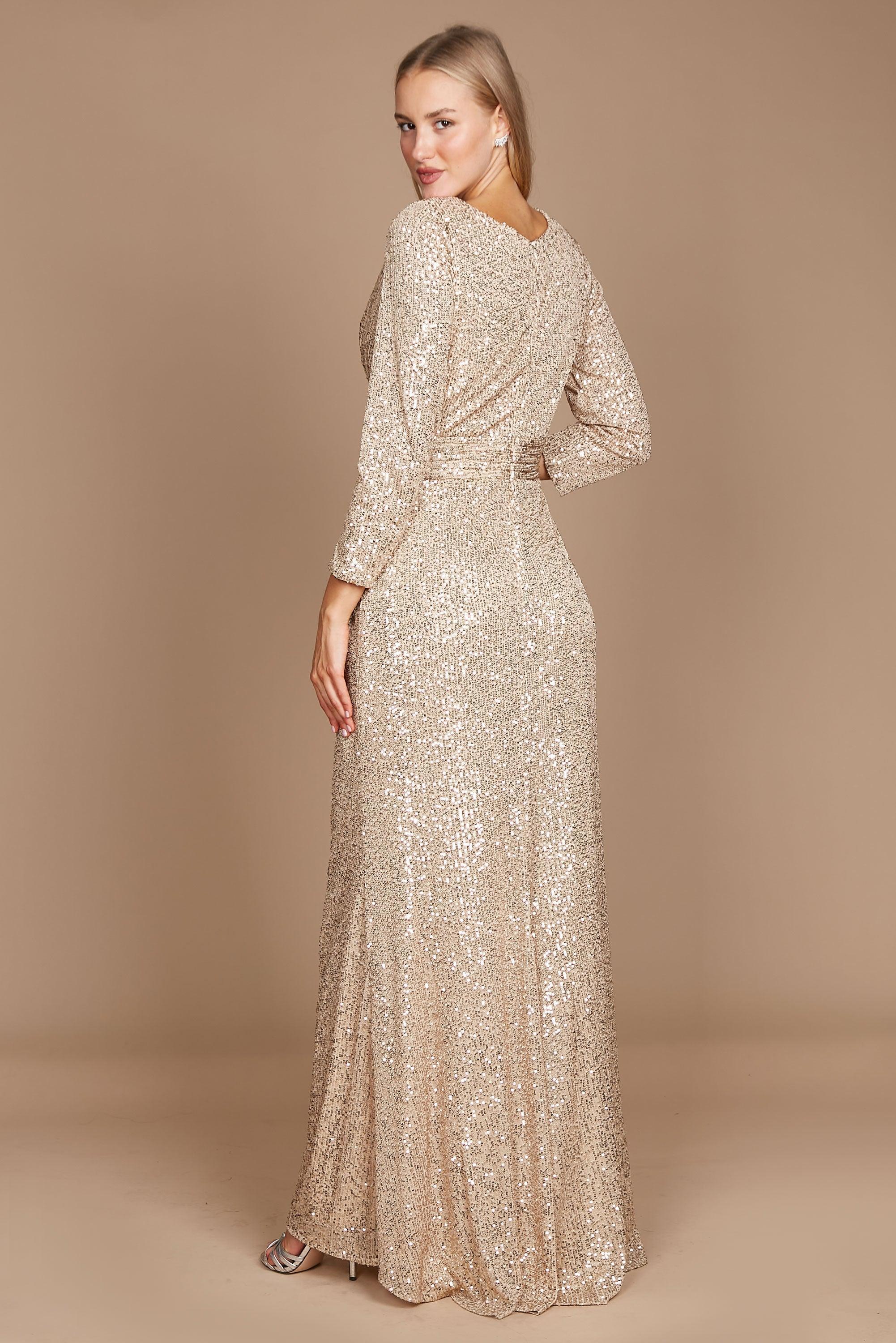 Dylan & Davids Long Sleeve Sequin Formal Beaded Dress