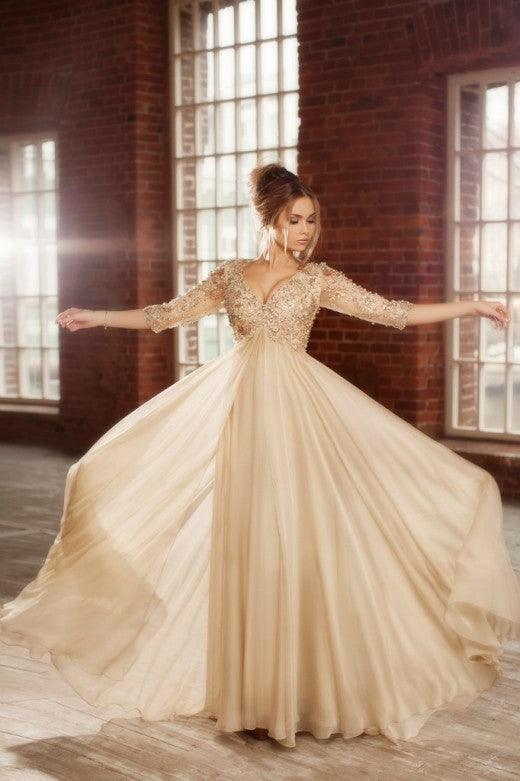 Jovani Long Formal Long Sleeve Chiffon Dress Sale