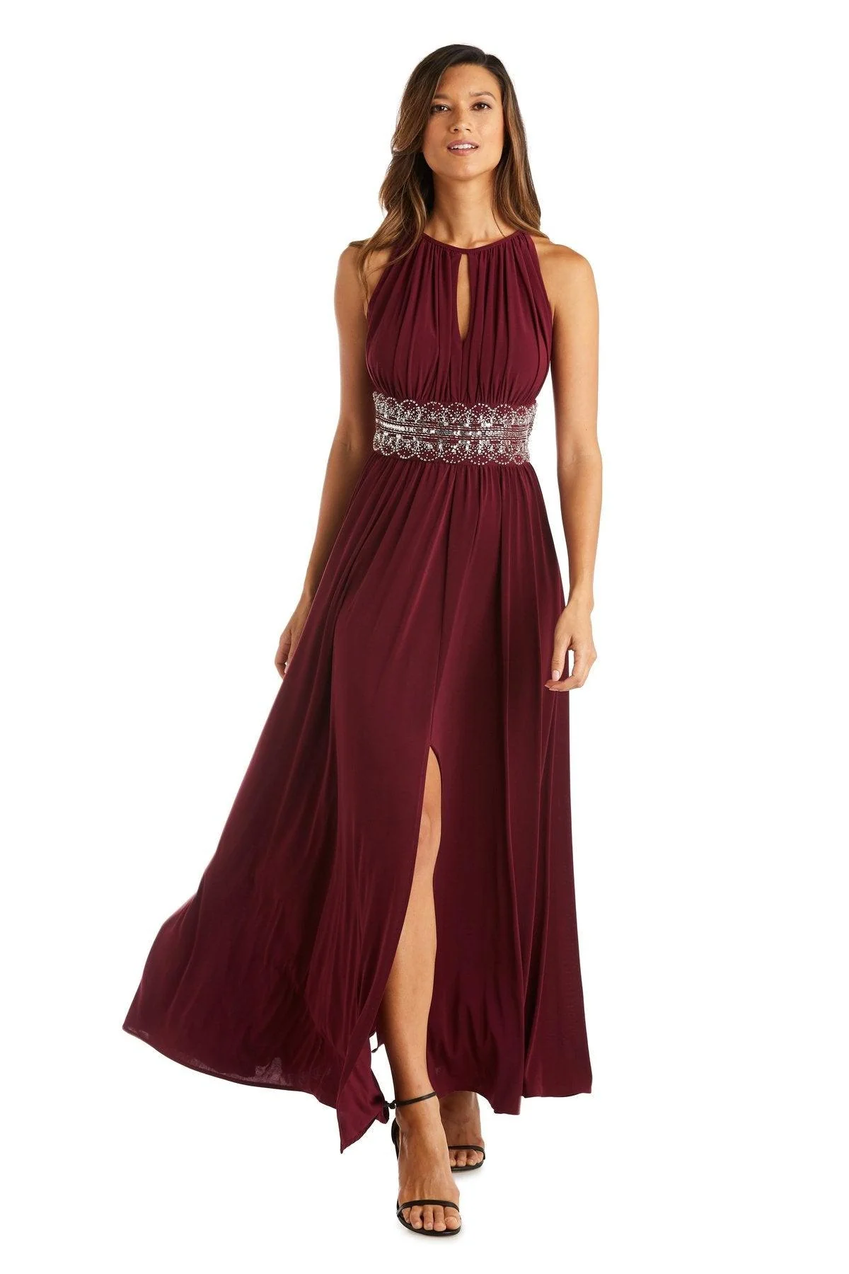R&M Richards 1328P Long Formal Beaded Petite Dress