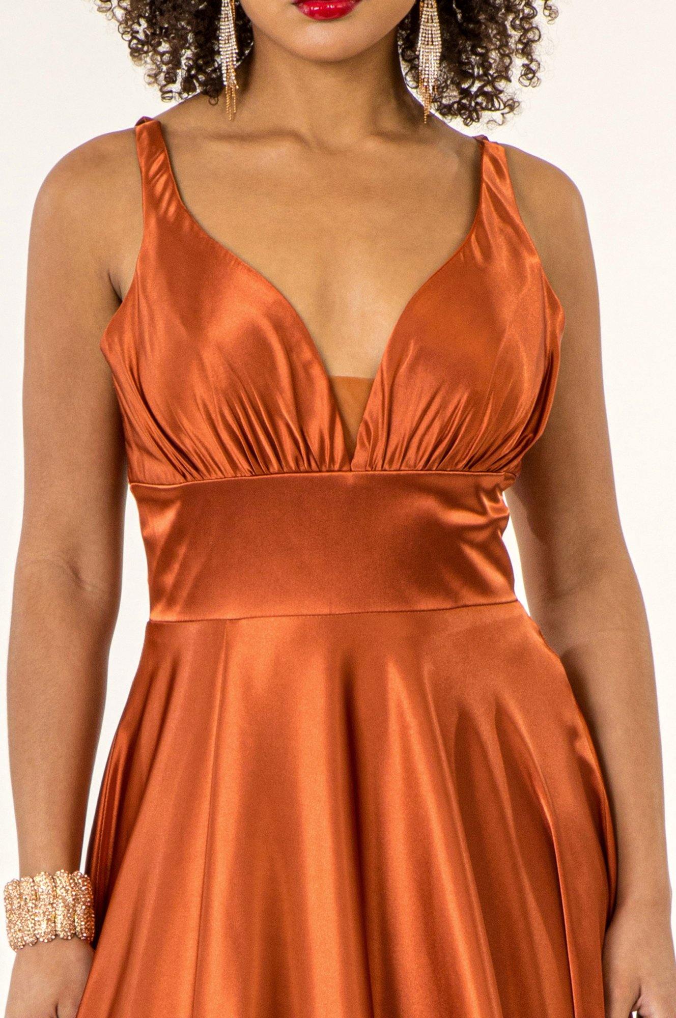 Long Formal Sleeveless Satin Prom Dress