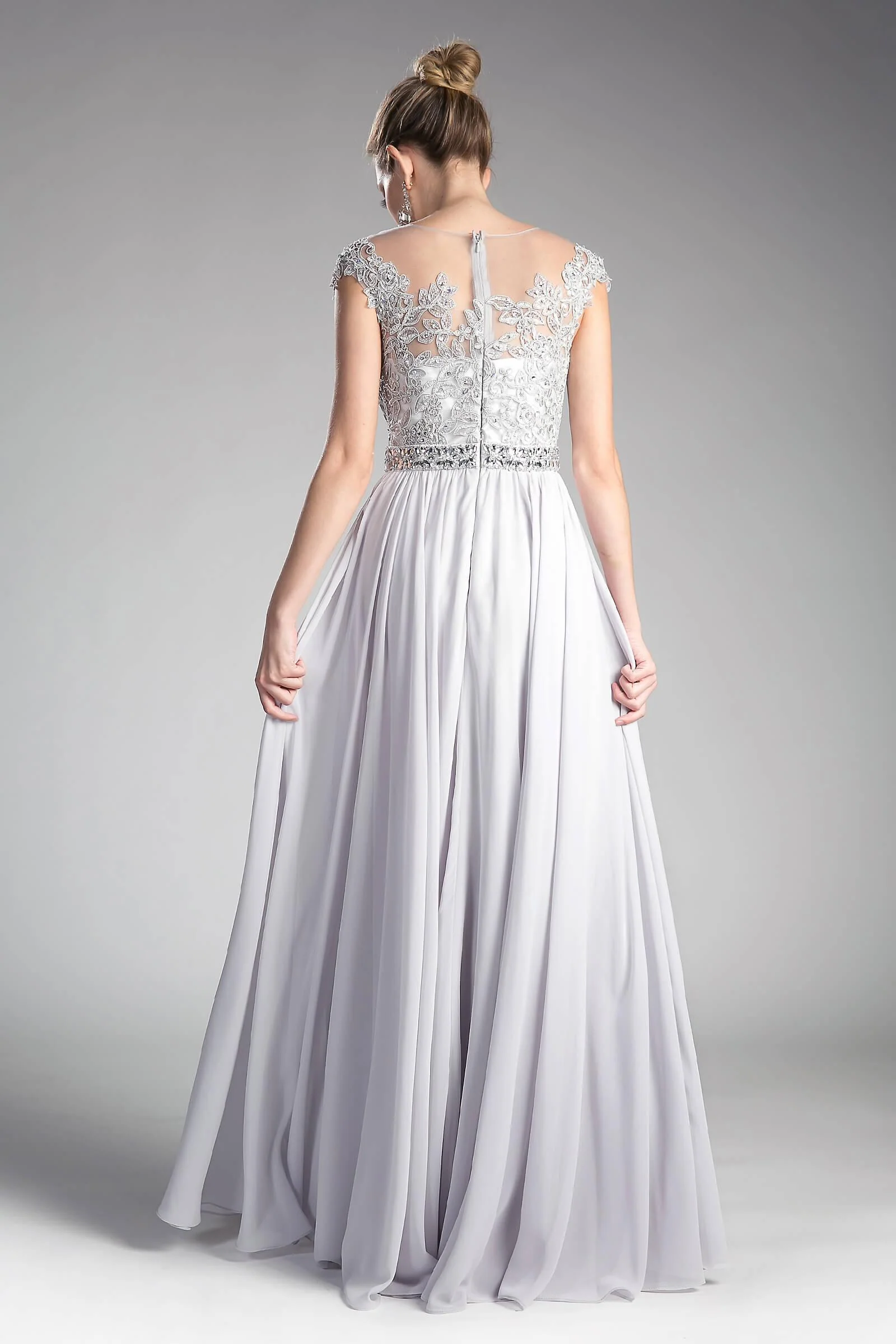 Cinderella Divine UJ0011 Cap Sleeve Formal Dress Chiffon Prom Long Gown