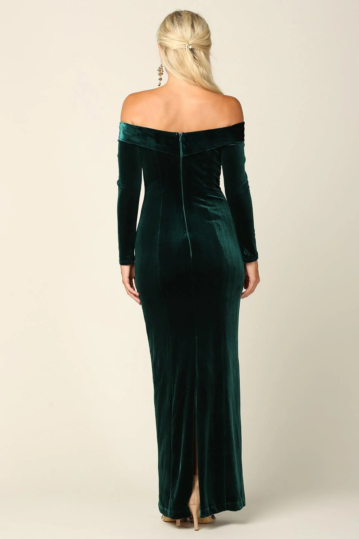 Long Off Shoulder Formal Velvet Dress