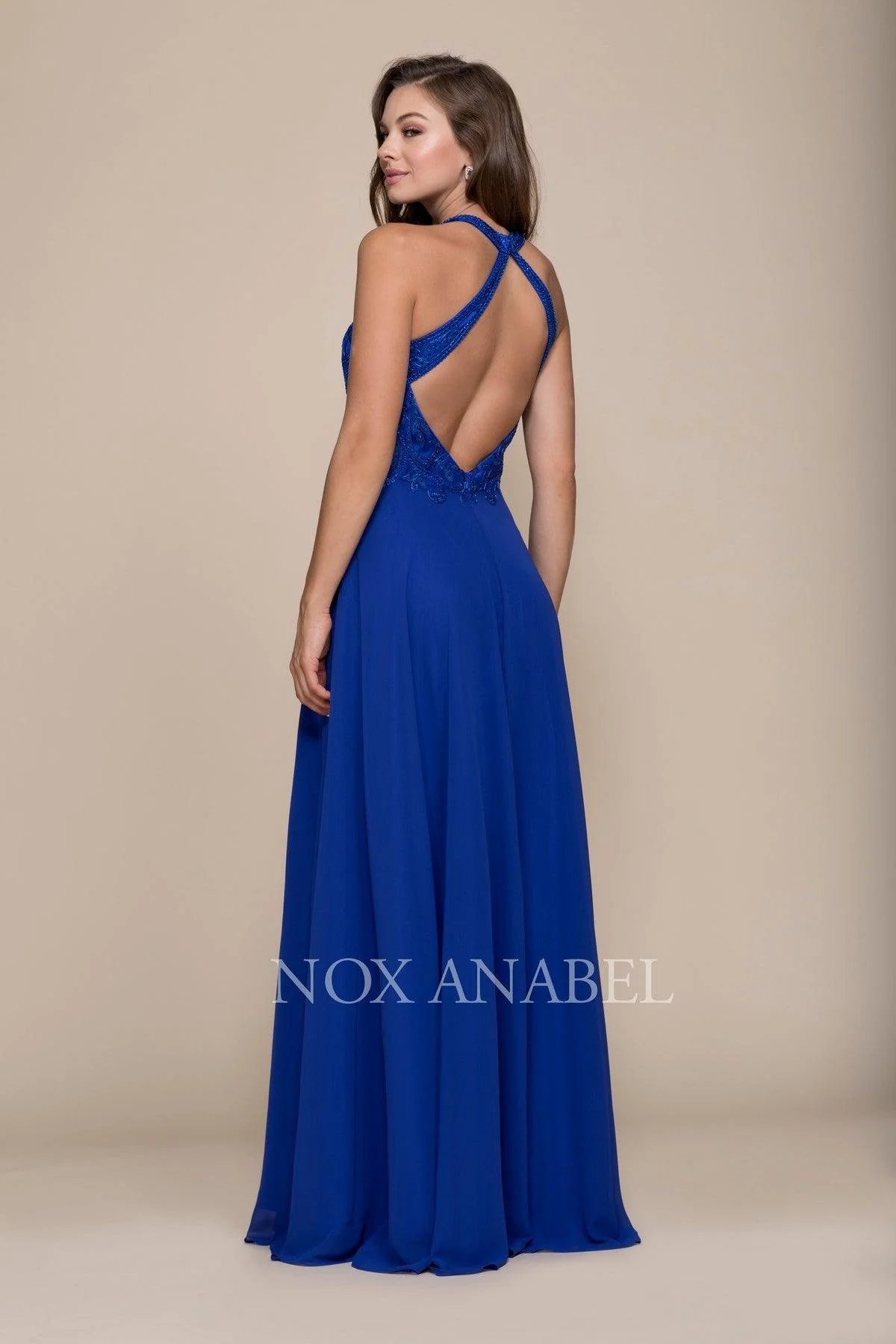 Prom Long Formal Halter Chiffon Dress