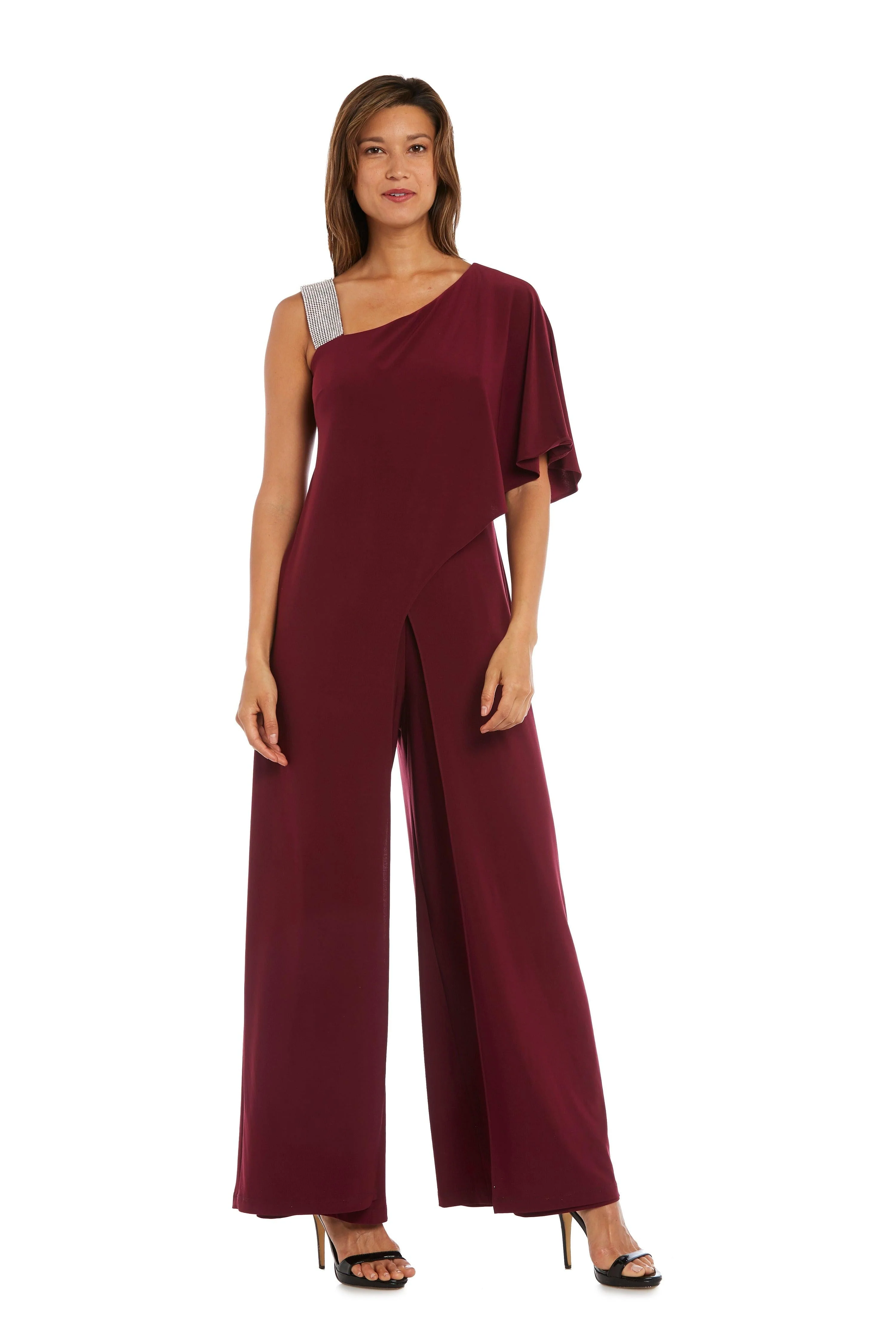 R&M Richards 3420 Asymmetric Jumpsuit With Overlay