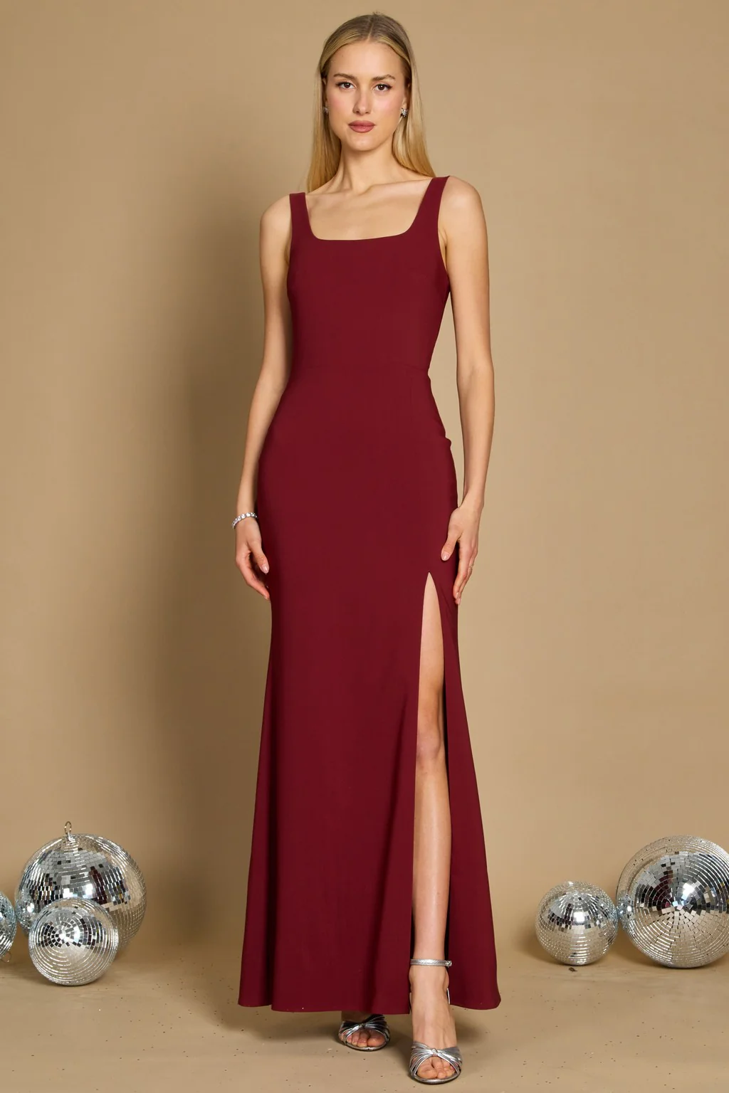 Dylan & Davids Long Formal Square Neckline Evening Dress