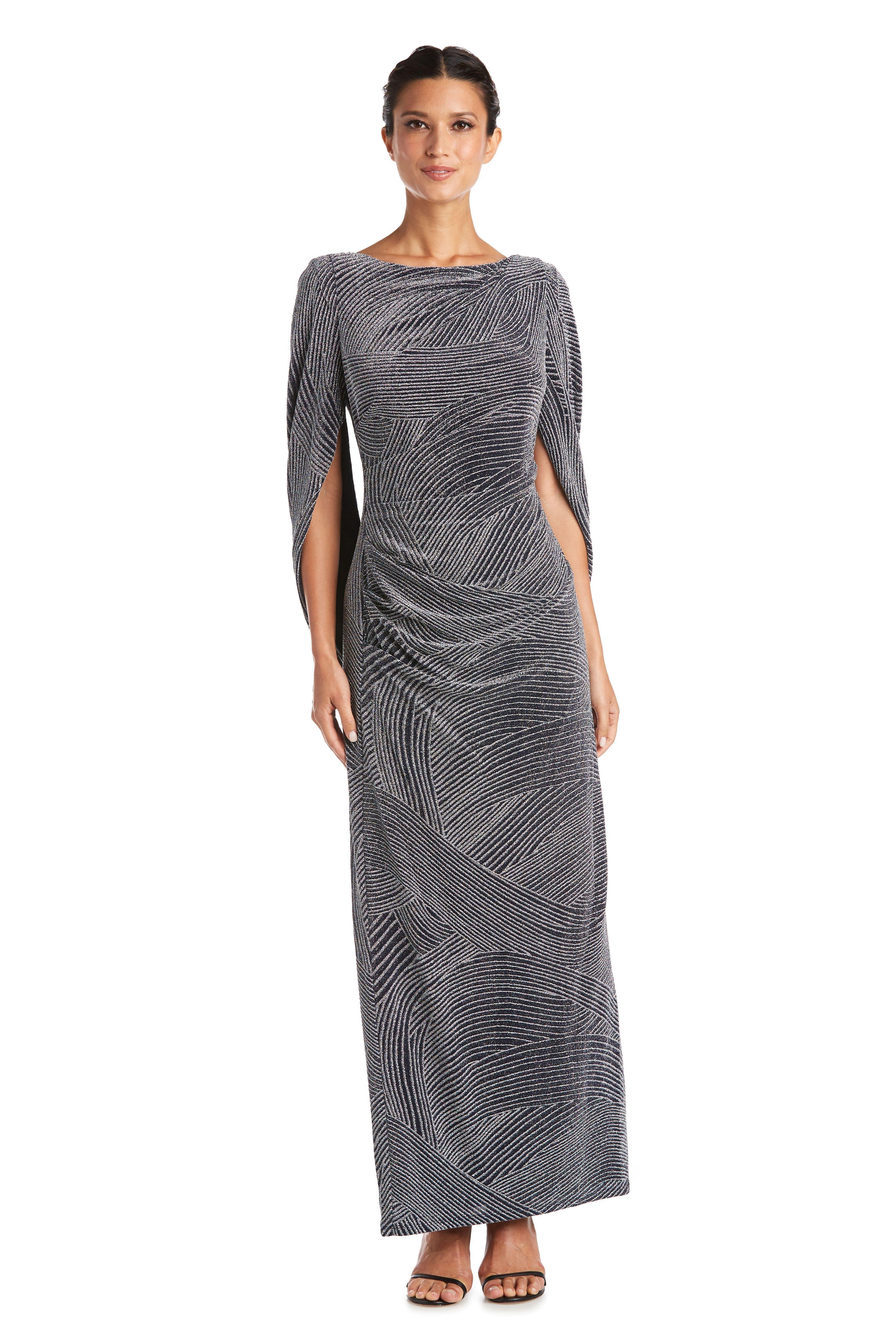R&M Richards 5912 Long Formal Fitted Metallic Dress