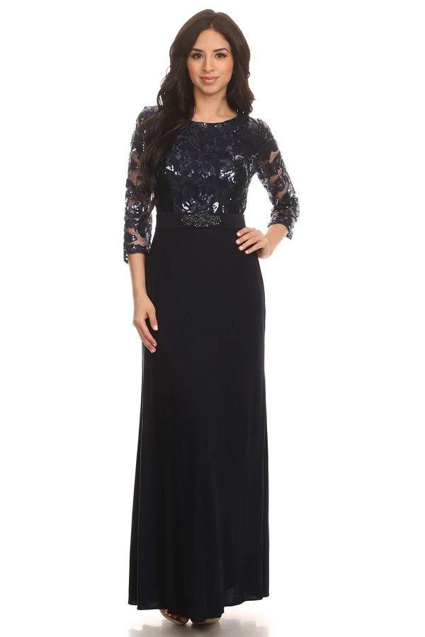 Long Mother of the Bride Formal Evening Gown