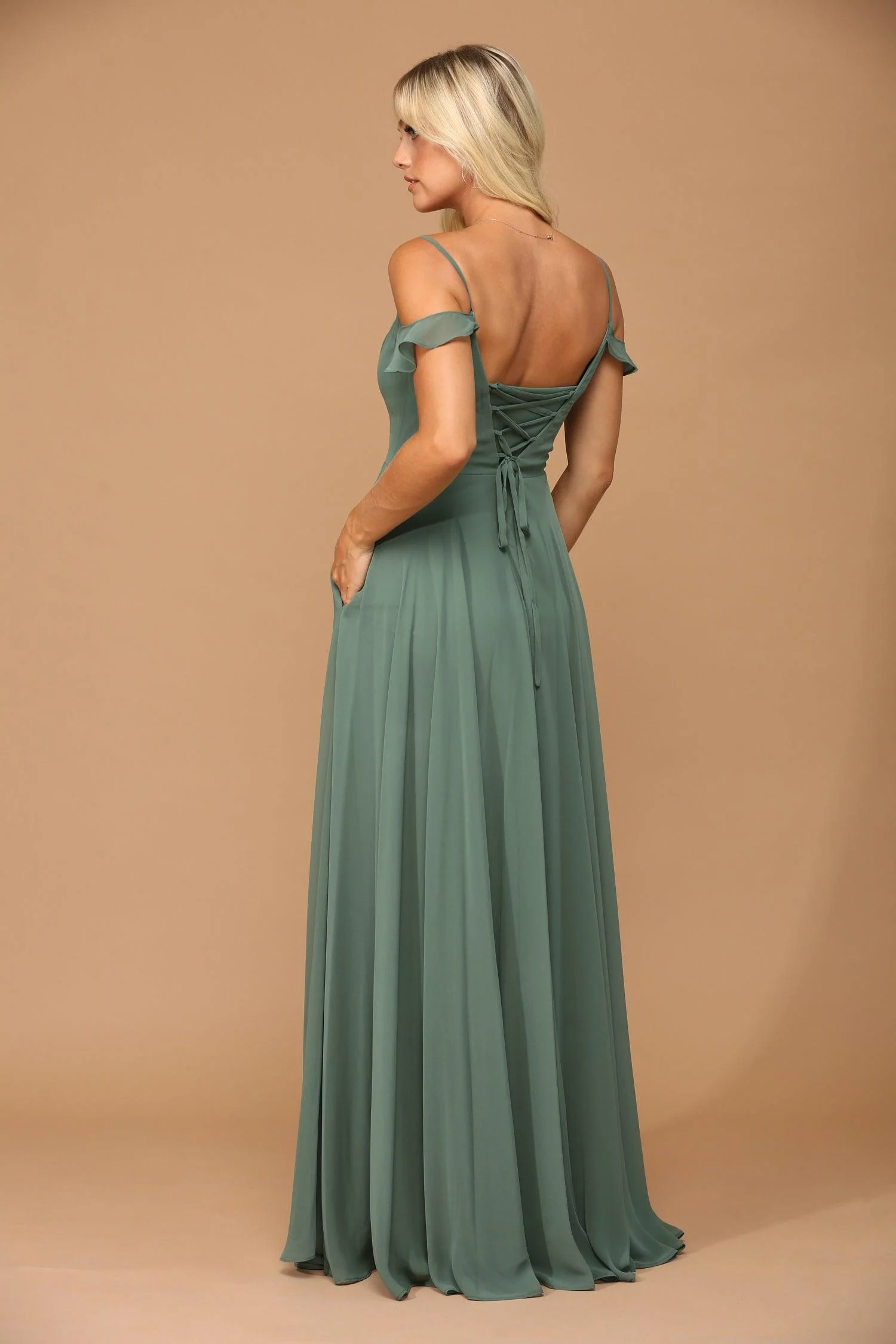 Long Off Shoulder Formal Chiffon Bridesmaids Dress