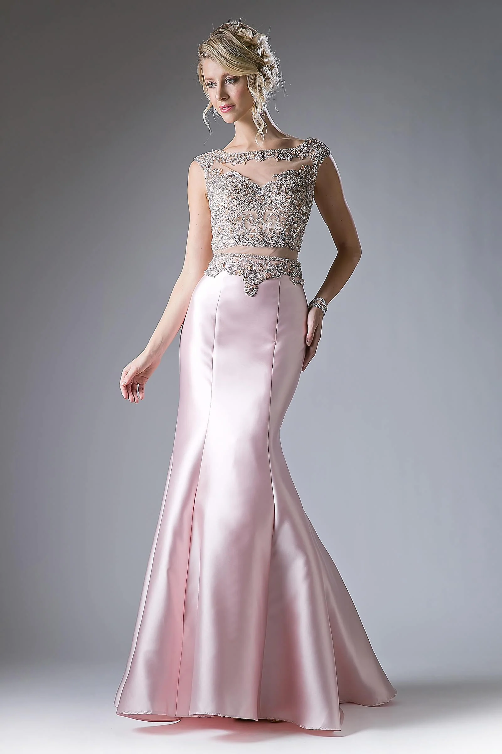 Cinderella Divine CD8990 Prom Long Cap Sleeve Mermaid Evening Dress