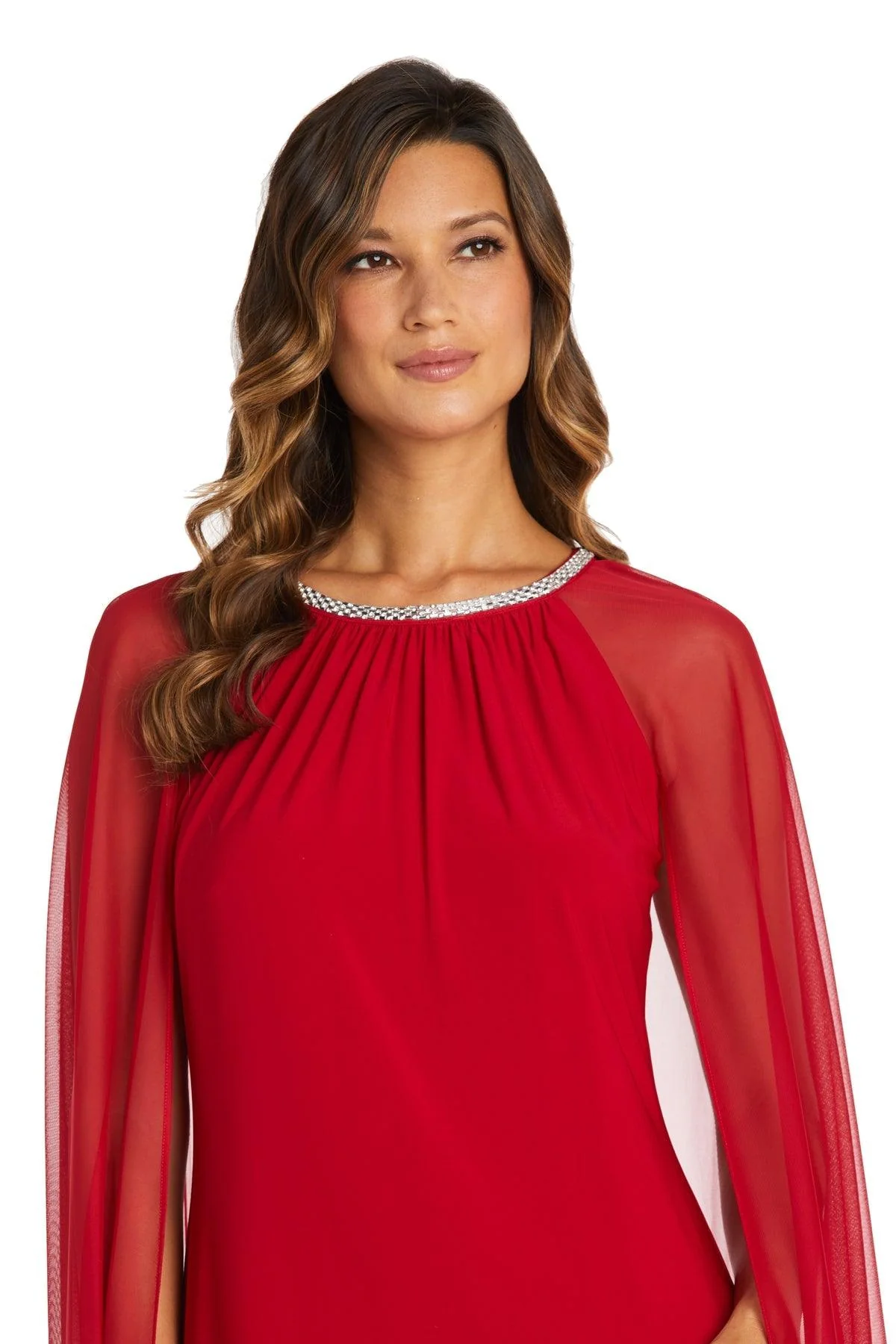 R&M Richards 2487P Long Formal Petite Beaded Dress