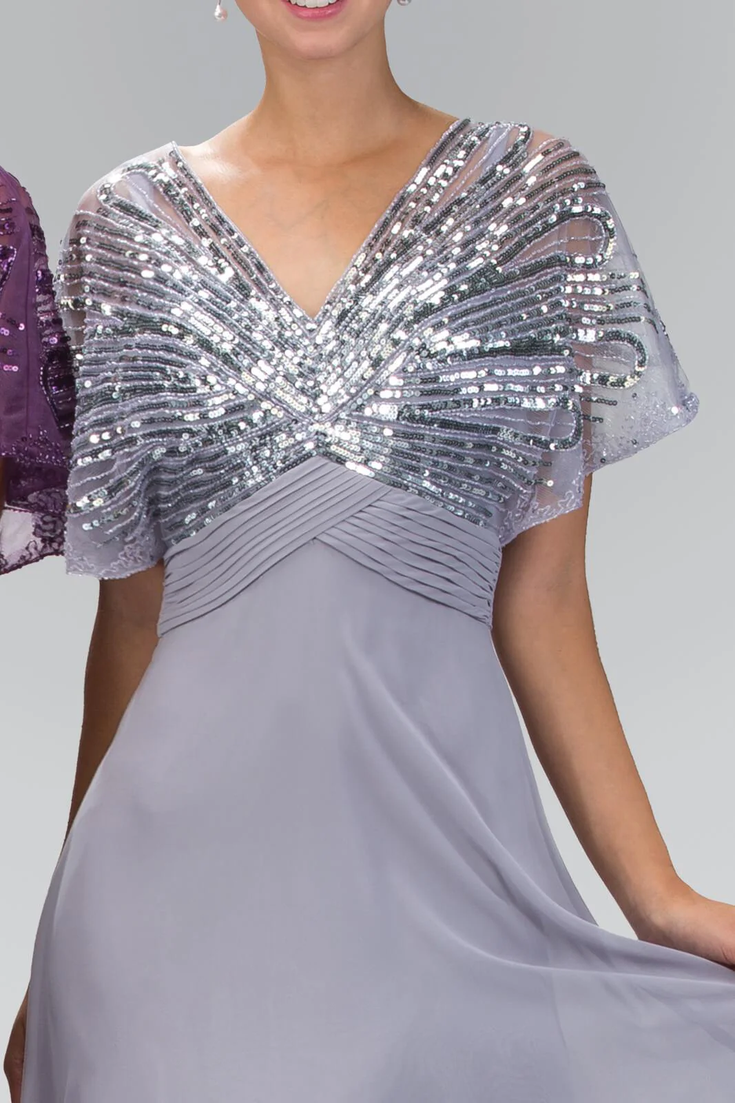 Short Sleeve Long Mother of Bride Dress Formal