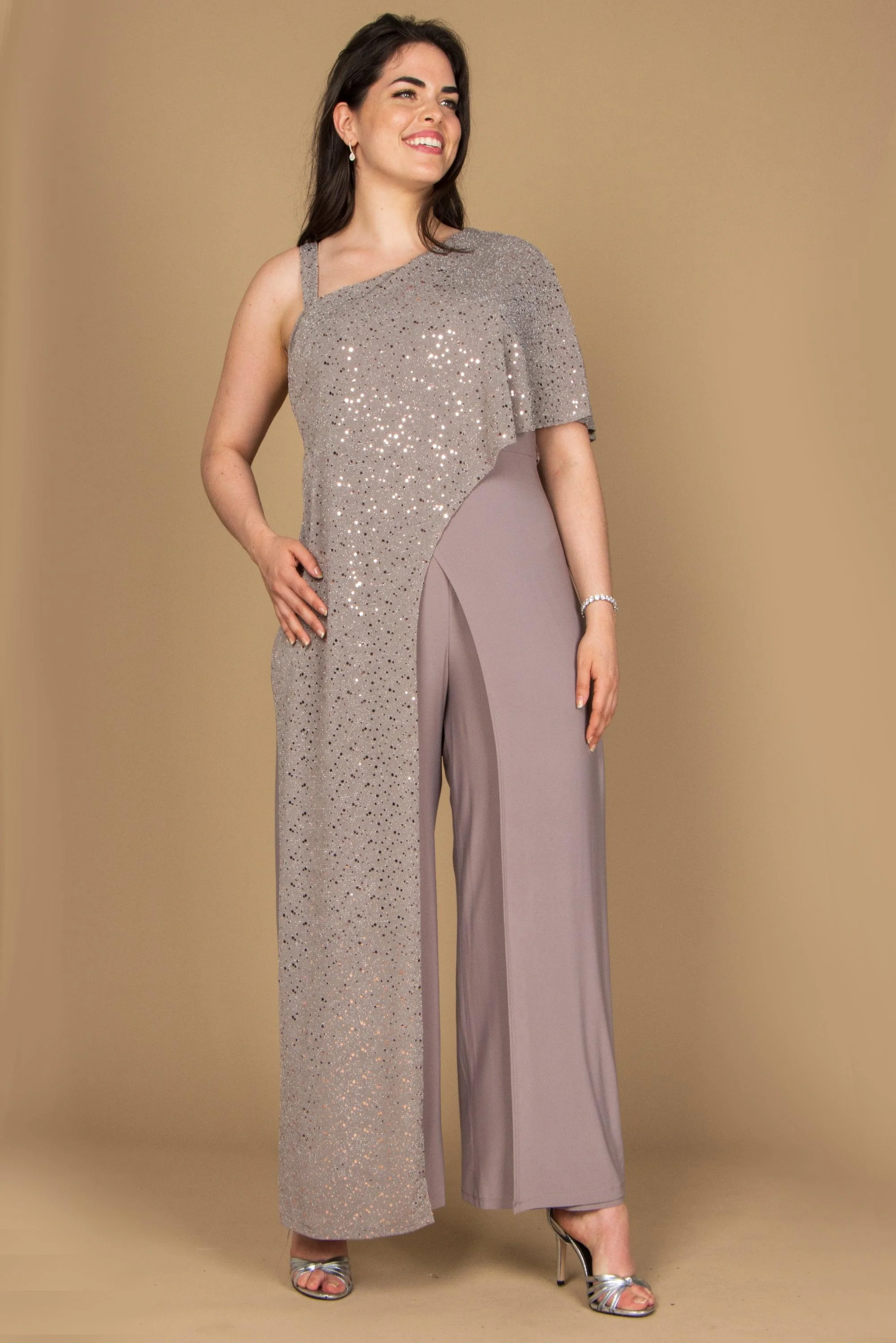 R&M Richards 3096P Formal Asymmetric Petite Jumpsuit