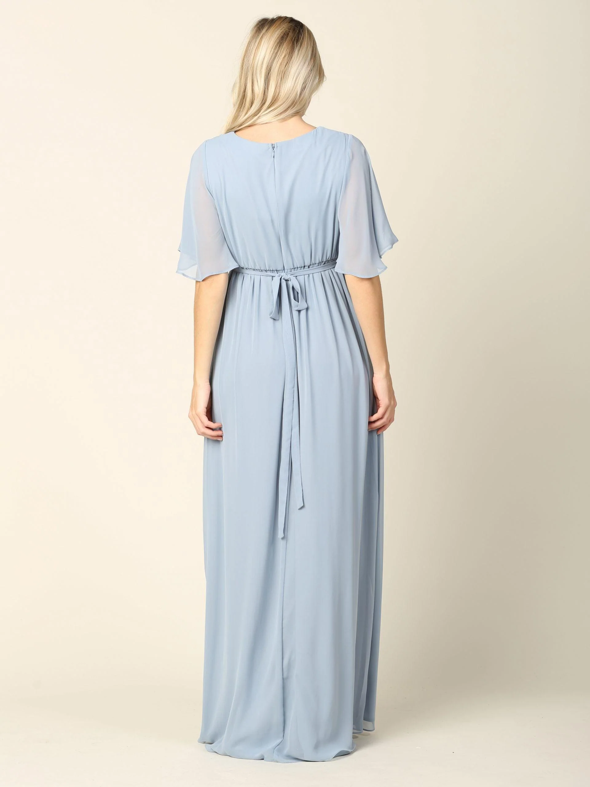 Mother of the Bride Flutter Sleeve Long Dress Sale