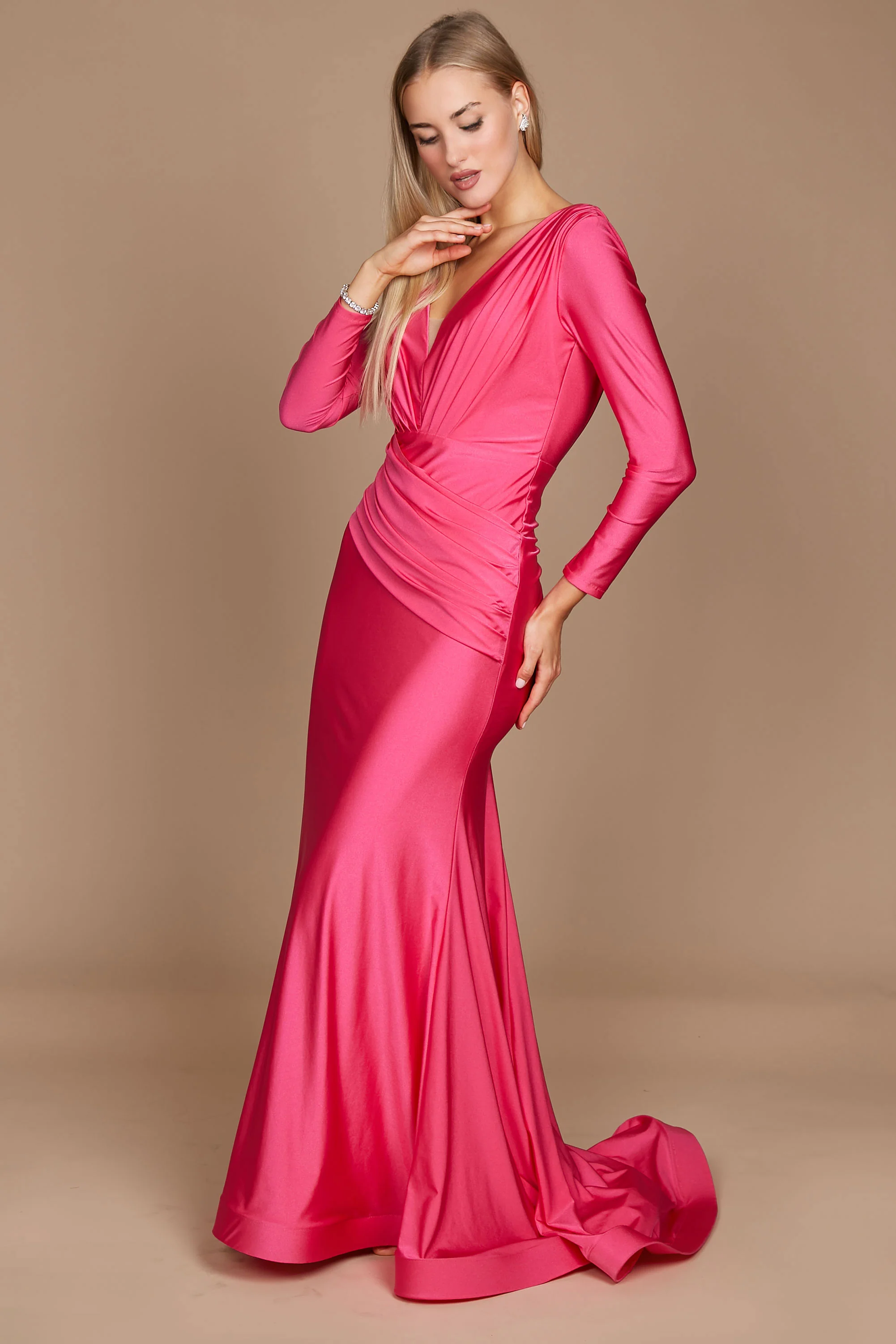 Dylan & Davids Long Sleeve Formal Fitted Evening Dress