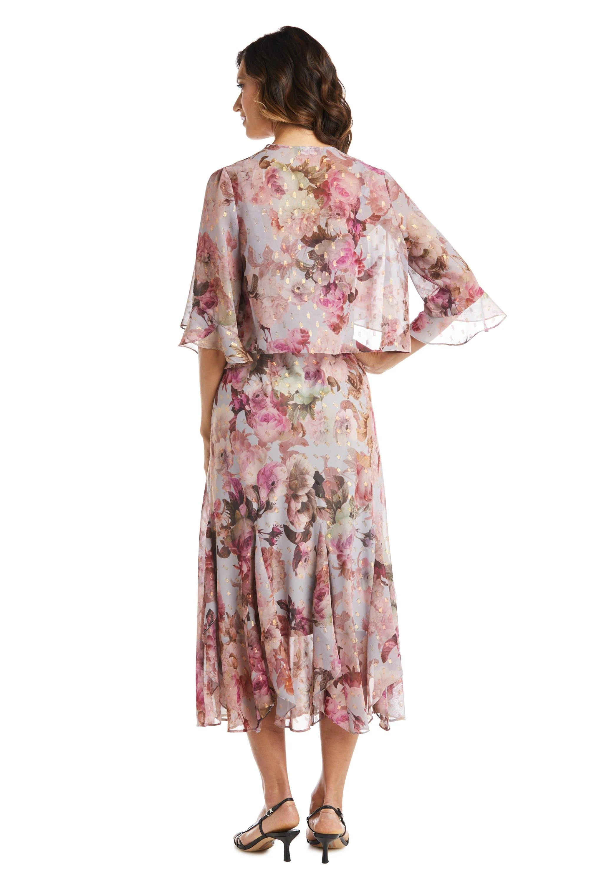 R&M Richards 7925P Long Petite Floral Chiffon Dress