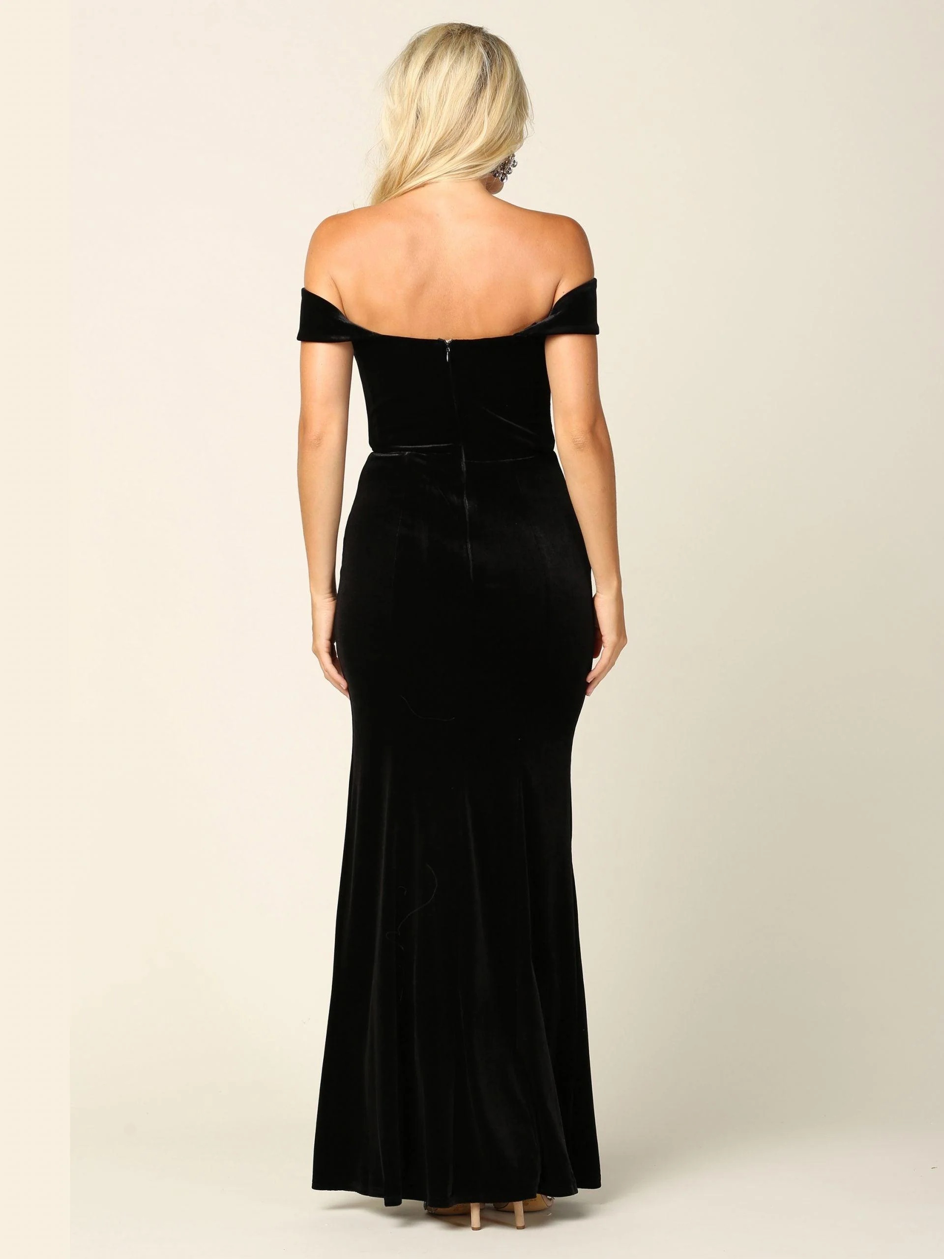 Long Formal Off Shoulder Velvet Evening Dress