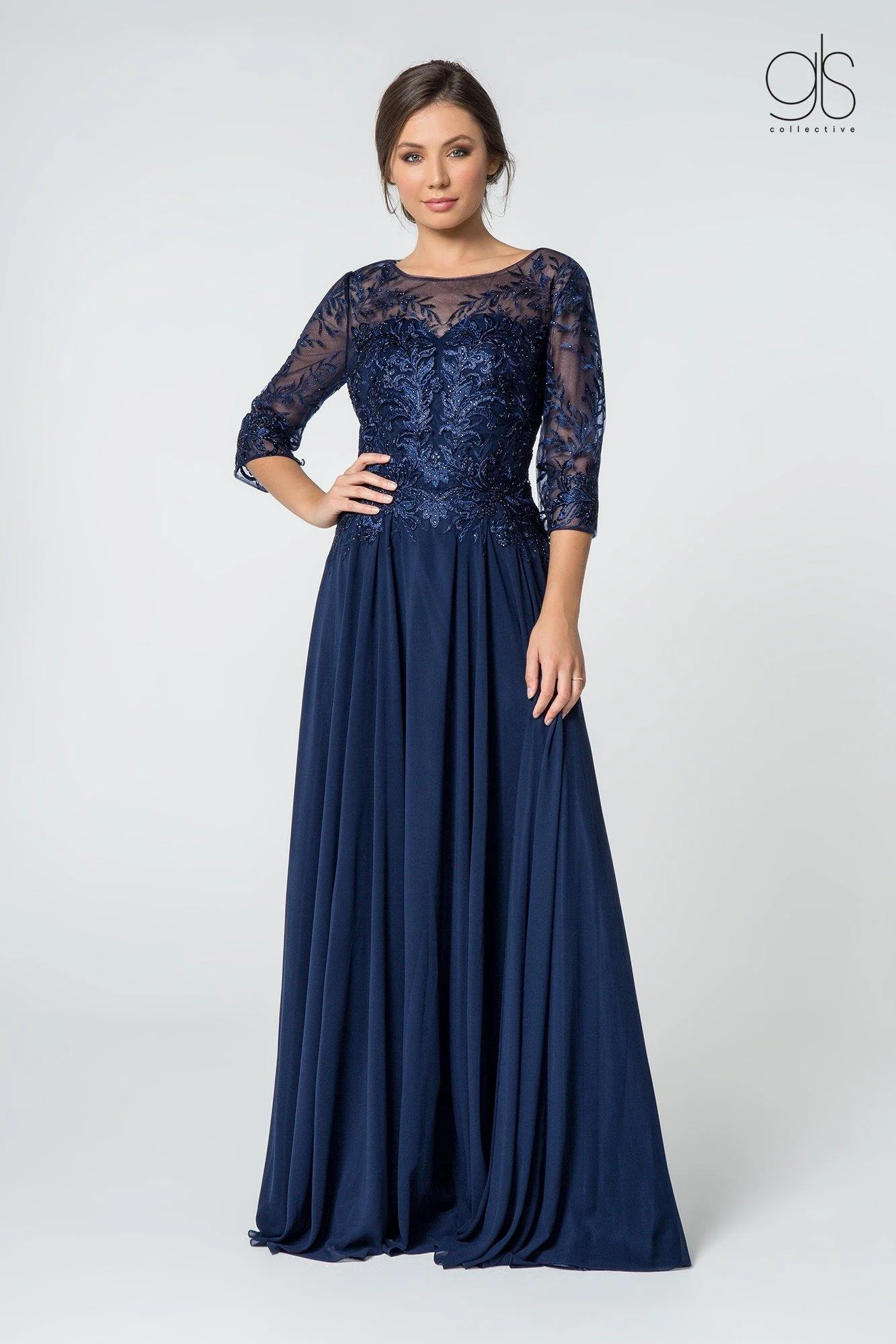 Long Formal Long Sleeve Mother of the Bride Dress