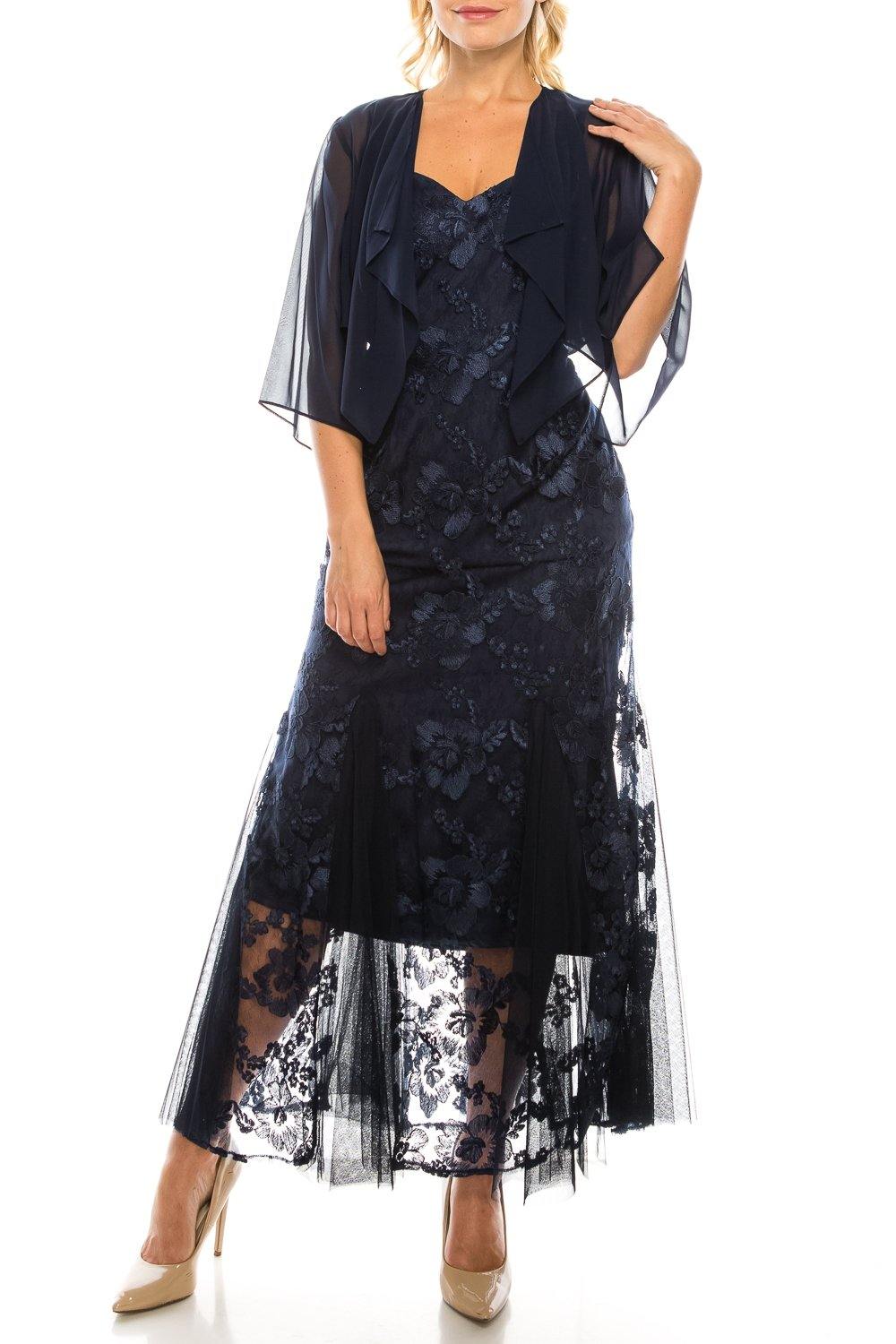 Alex Evenings 8217899 Long Formal Chiffon Jacket Dress