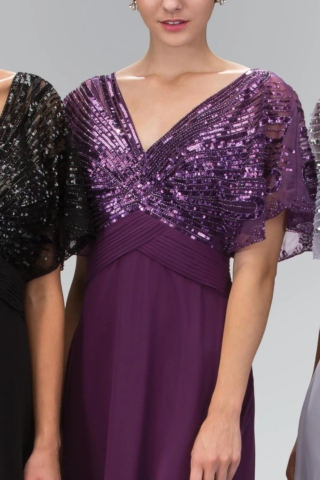 Short Sleeve Long Mother of Bride Dress Formal