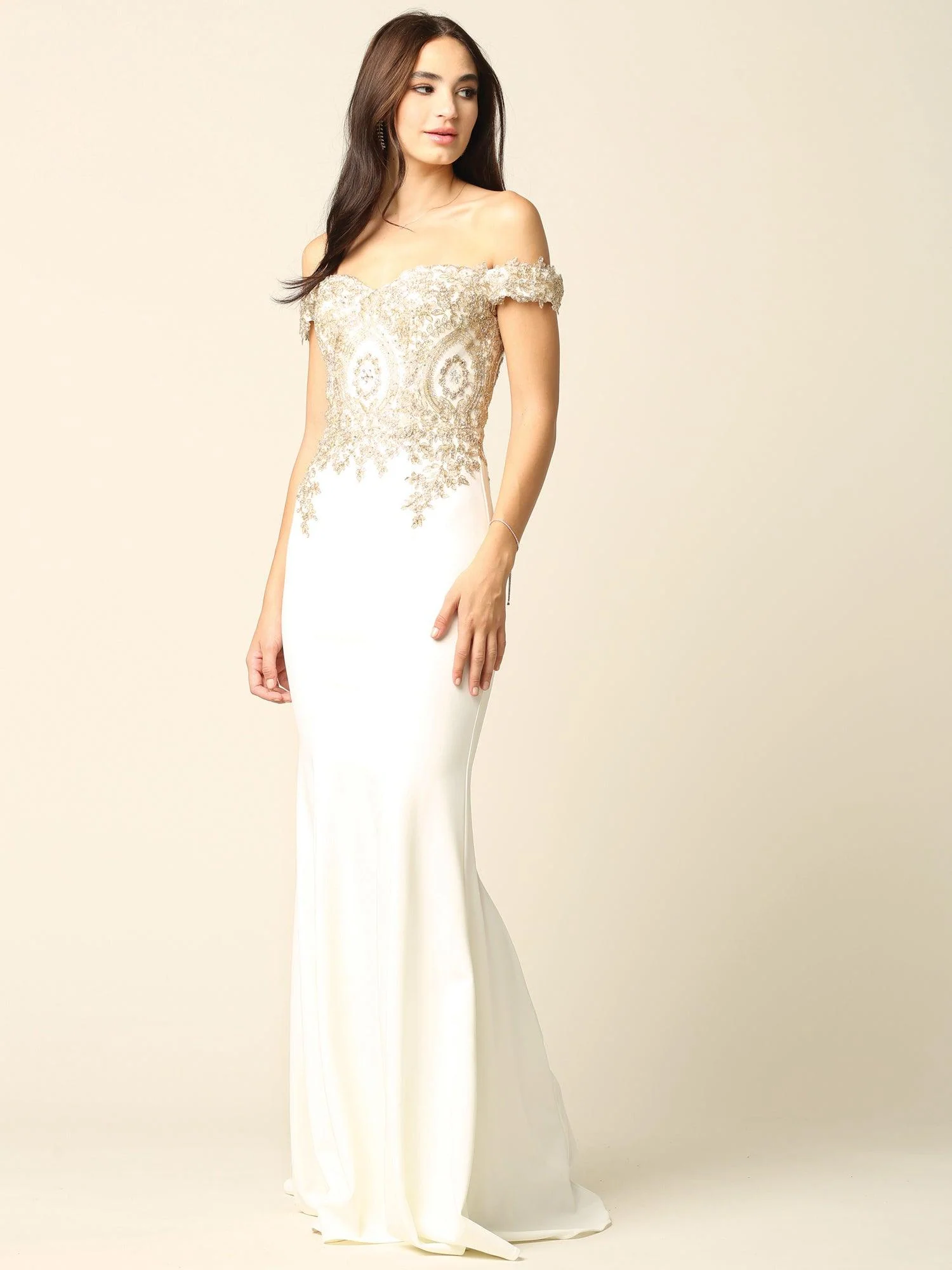 Long Formal Off Shoulder Fitted Mermaid Dress