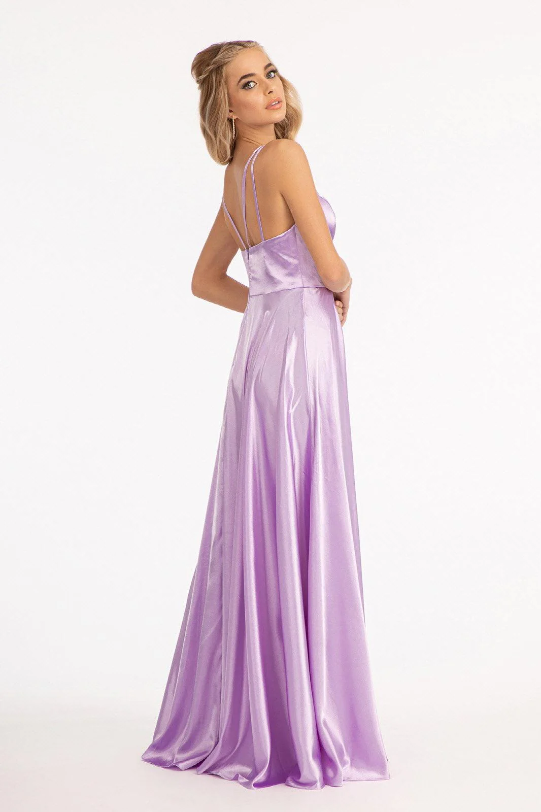 Long Spaghetti Strap Formal Bridesmaid Satin Dress