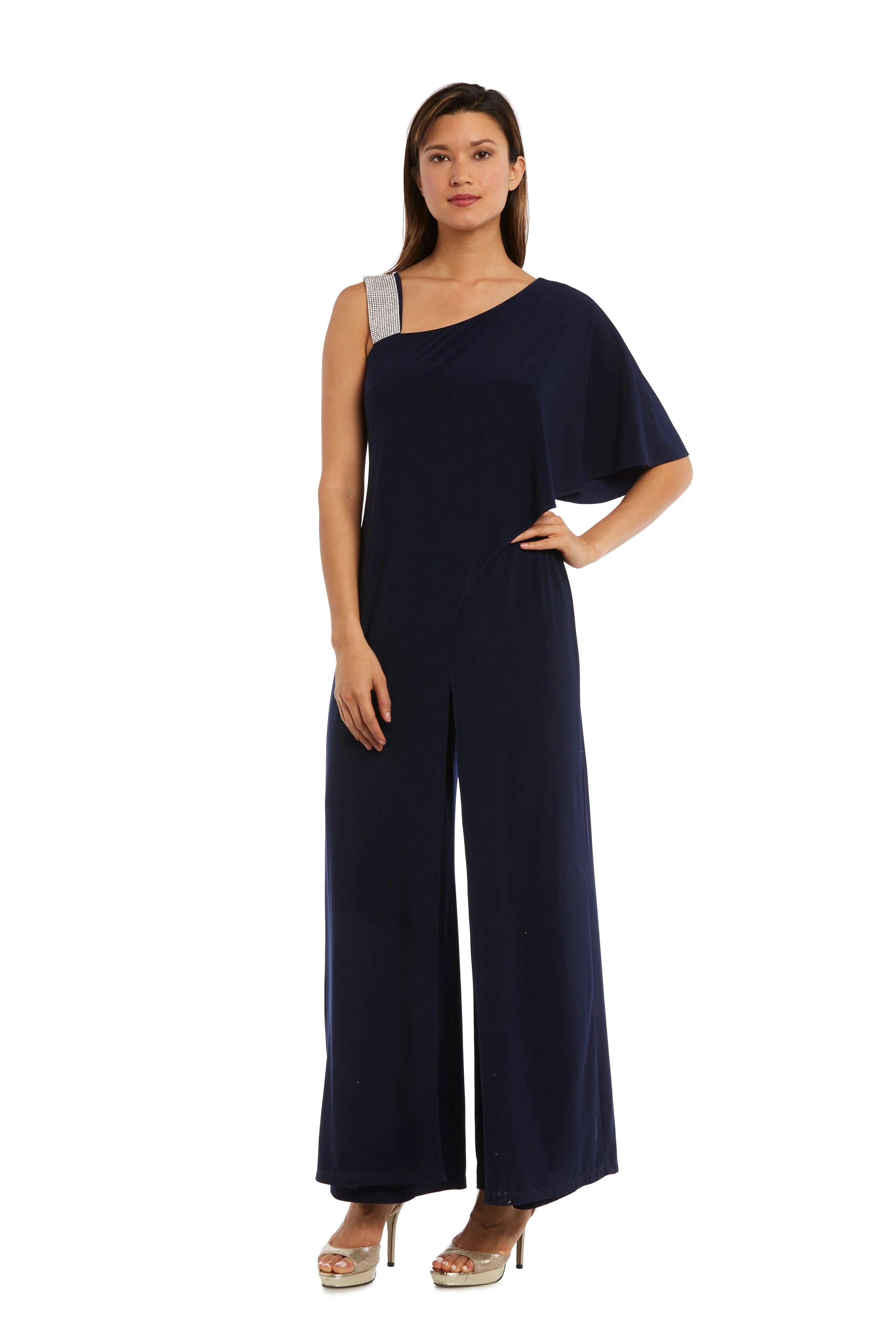 R&M Richards 3420 Asymmetric Jumpsuit With Overlay