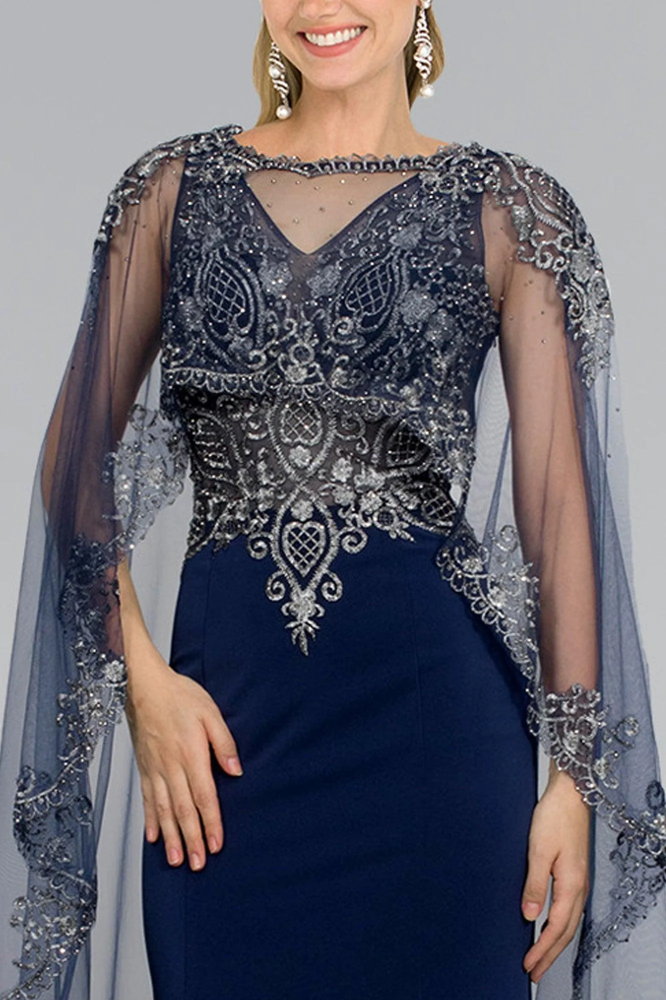 Long Evening Gown Prom Cape Dress Sale