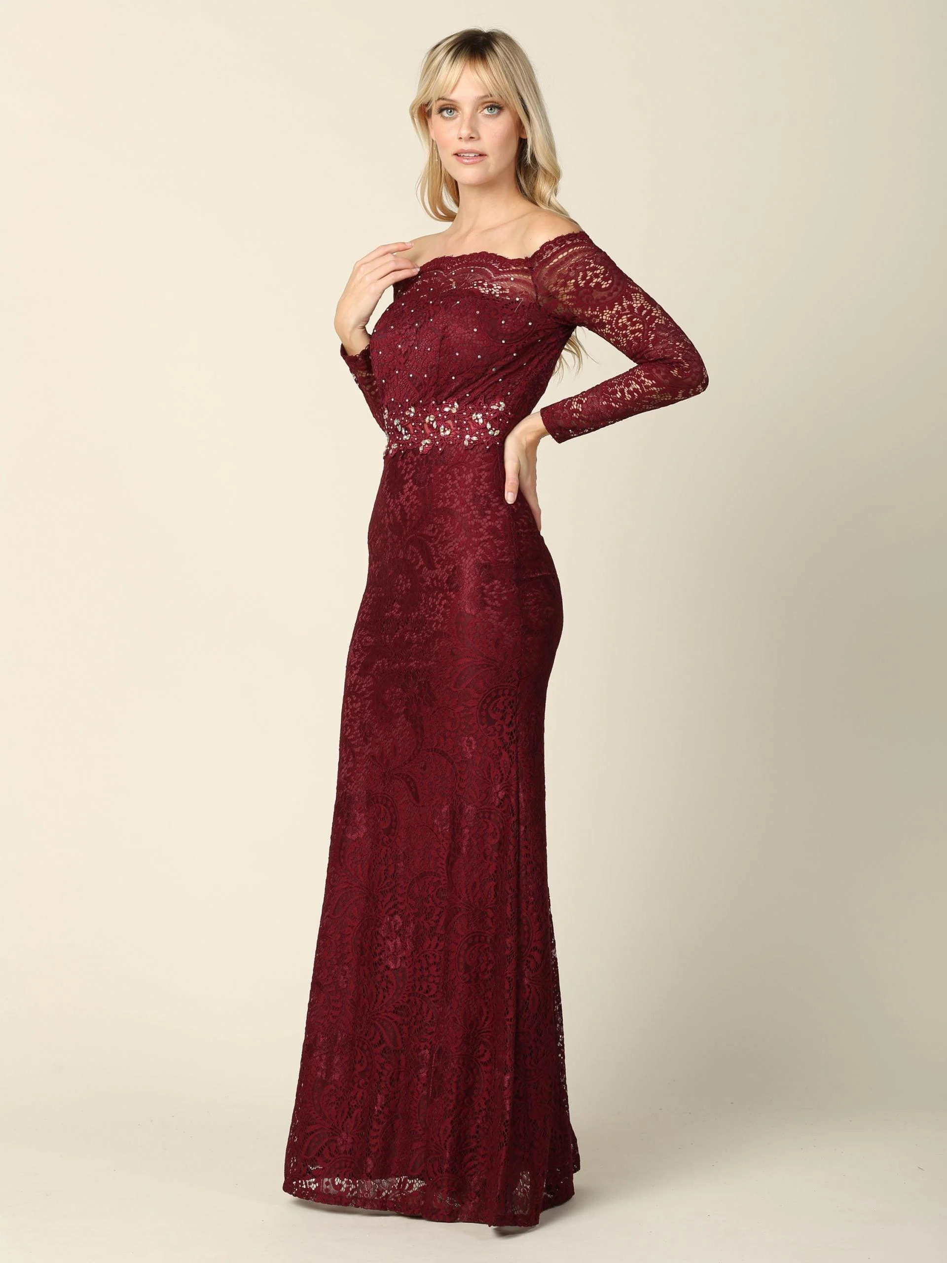 Long Off Shoulder Formal Lace Evening Party Dress Sale