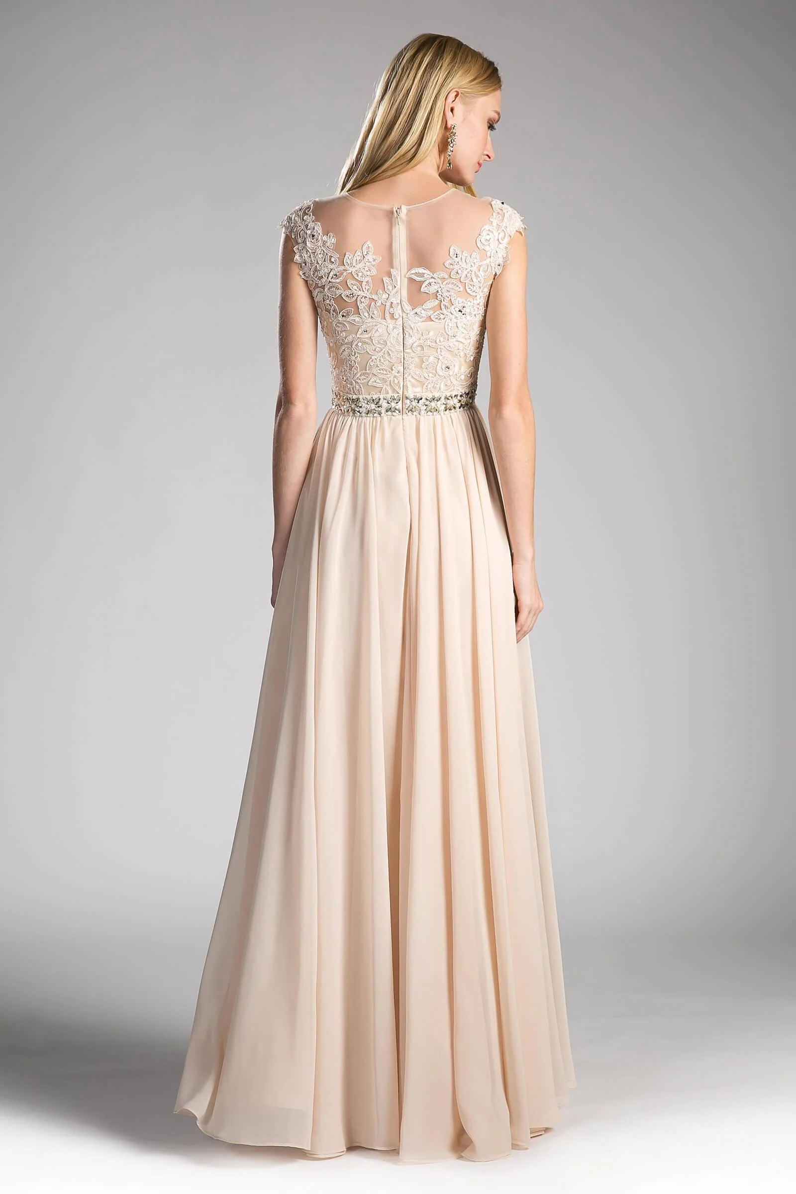 Cinderella Divine UJ0011 Cap Sleeve Formal Dress Chiffon Prom Long Gown