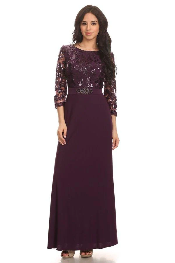 Long Mother of the Bride Formal Evening Gown