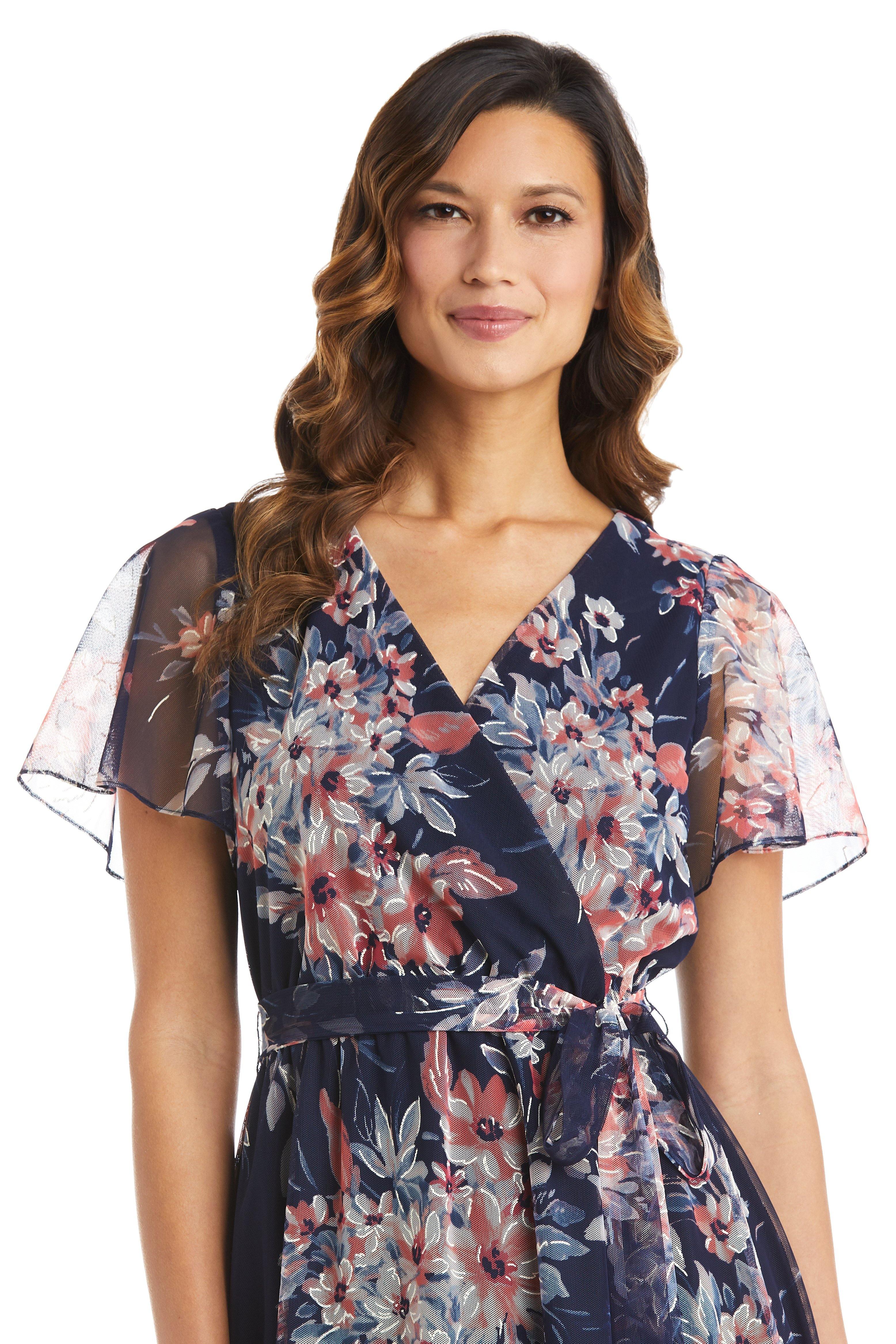 R&M Richards 7790 High Low Print Dress