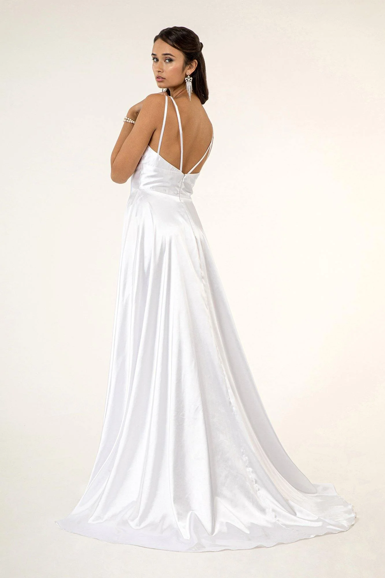 Long Formal Sleeveless Satin Prom Dress