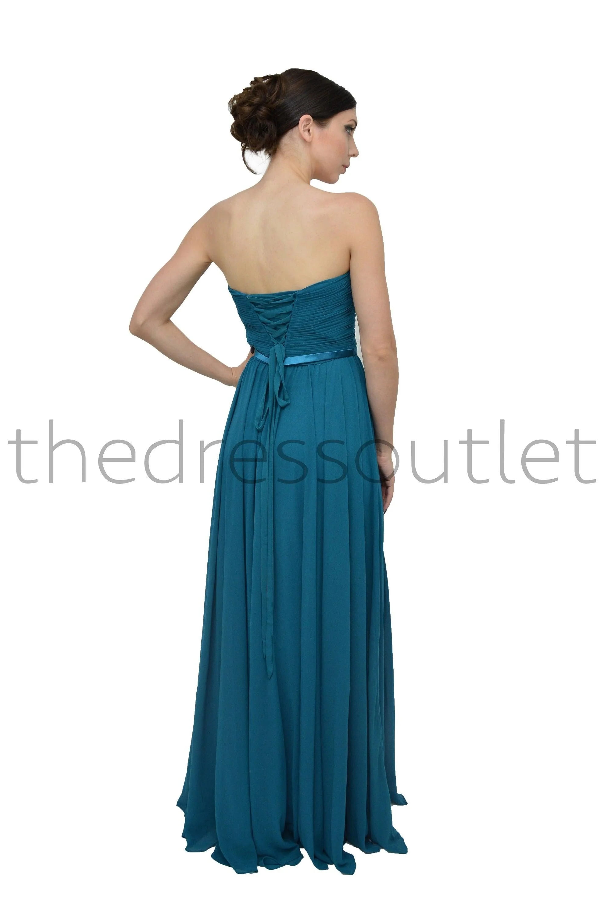 Cinderella Divine CD7455 Strapless Chiffon Empire Waist Prom Dress