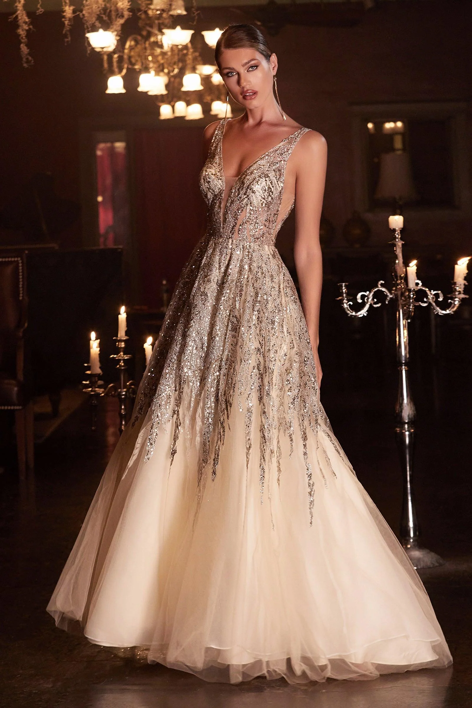 Cinderella Divine C135 Formal Glitter Long Prom Gown