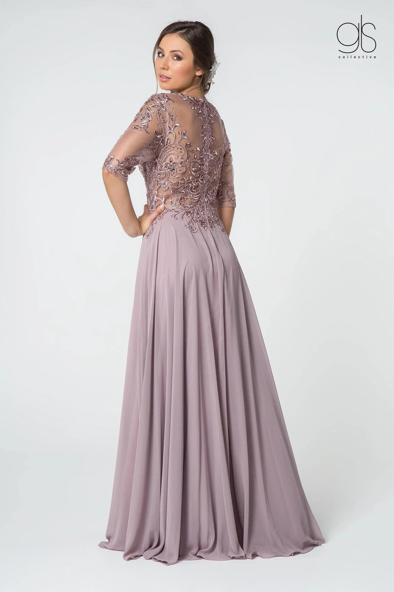 Long Embroidered Mother of the Bride Gown Sale