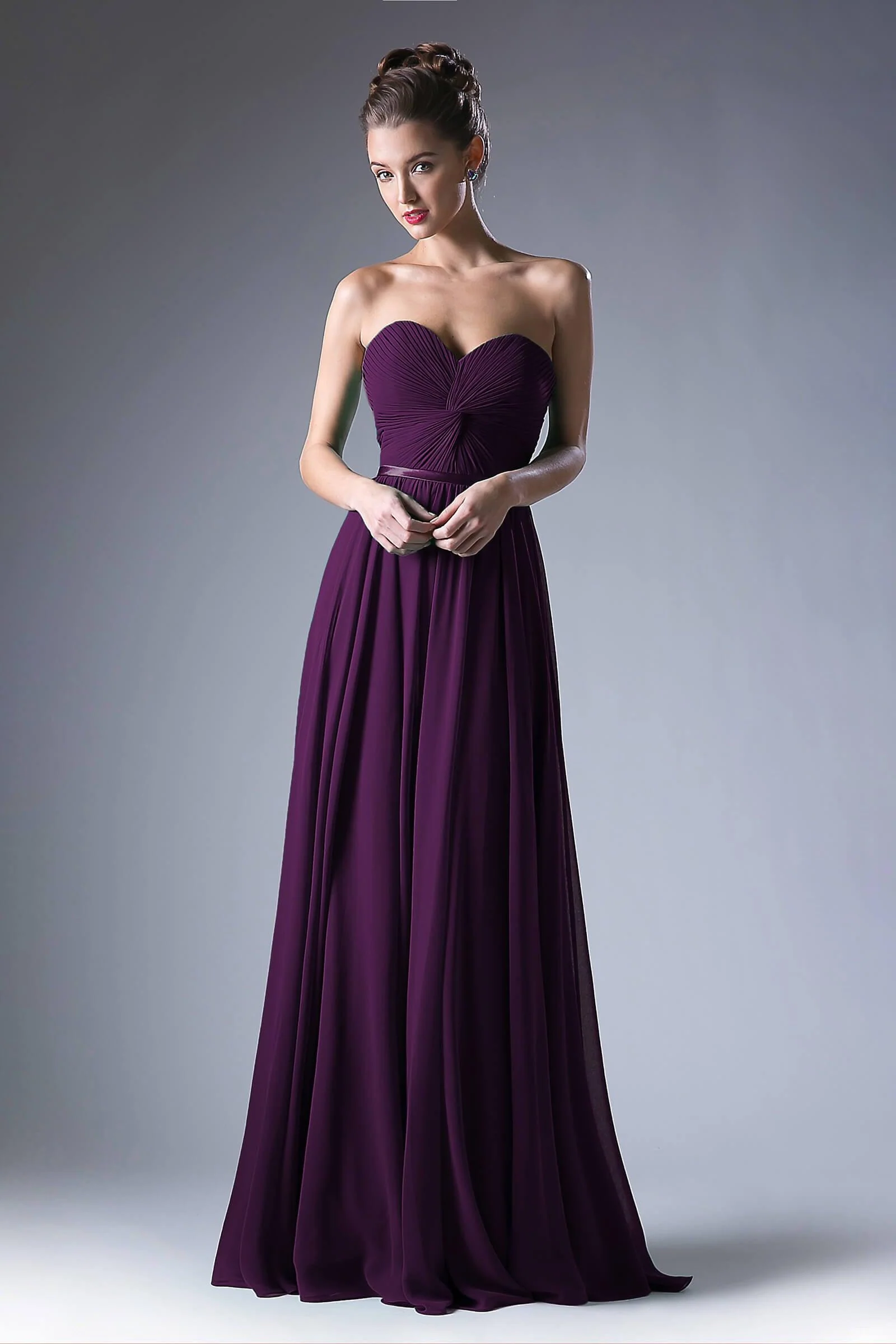 Cinderella Divine CD7455 Strapless Chiffon Empire Waist Prom Dress