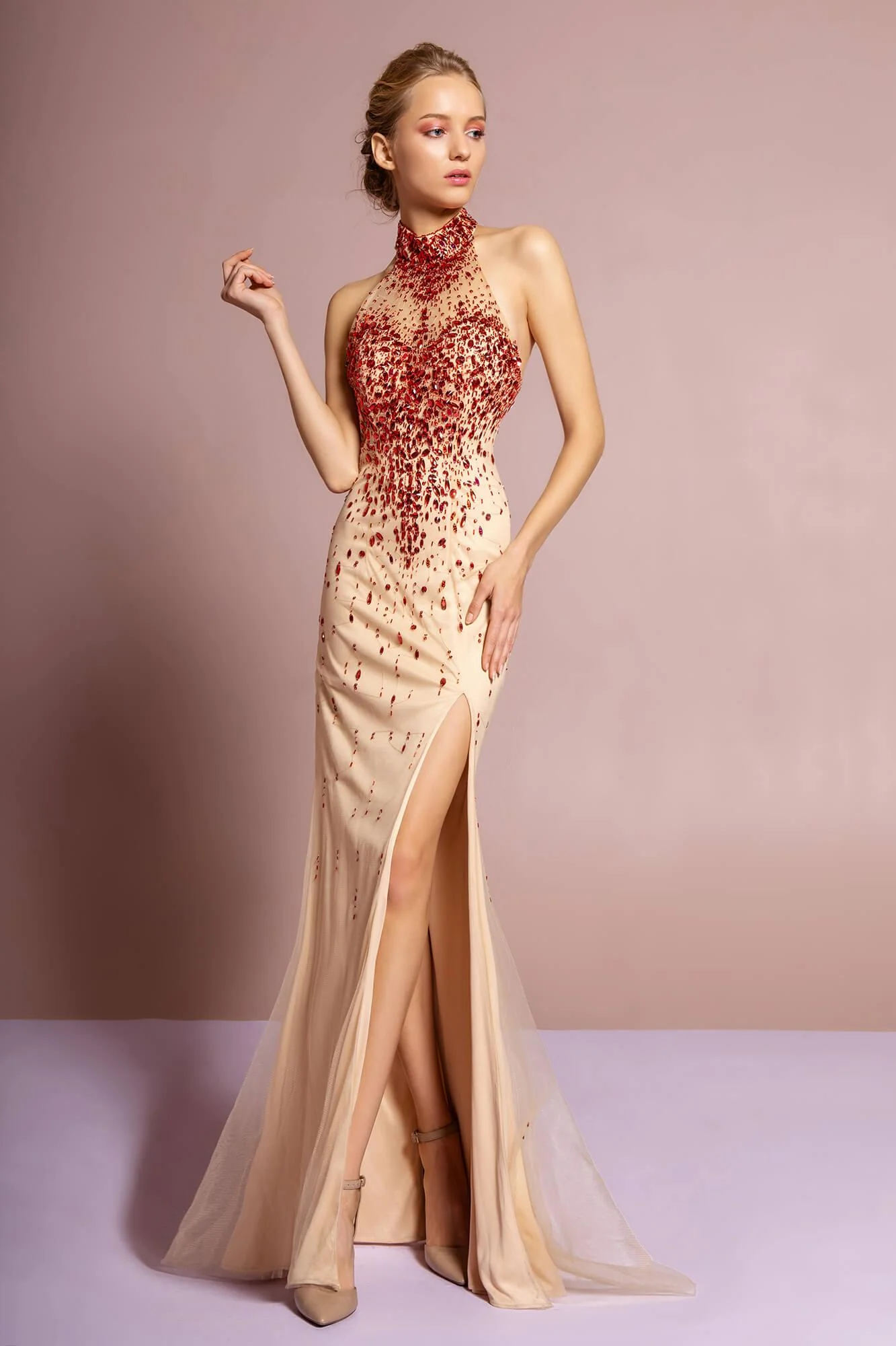 Prom Long Formal Dress Halter Neck Evening Gown