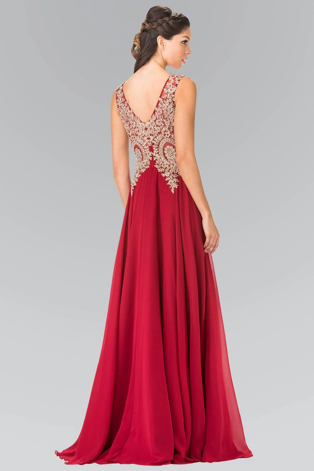 Embroidered Chiffon Long Prom Dress Formal
