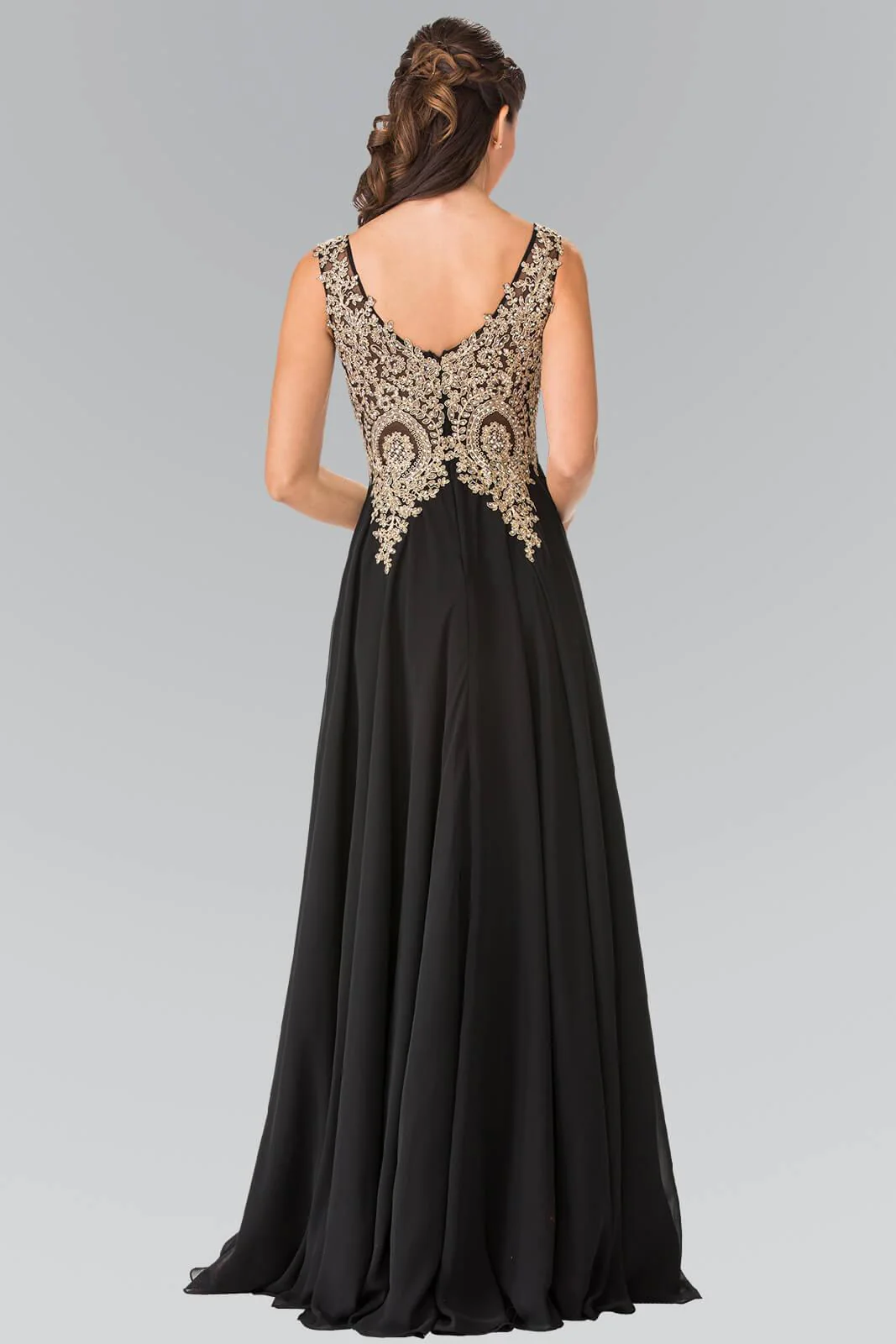 Embroidered Chiffon Long Prom Dress Formal