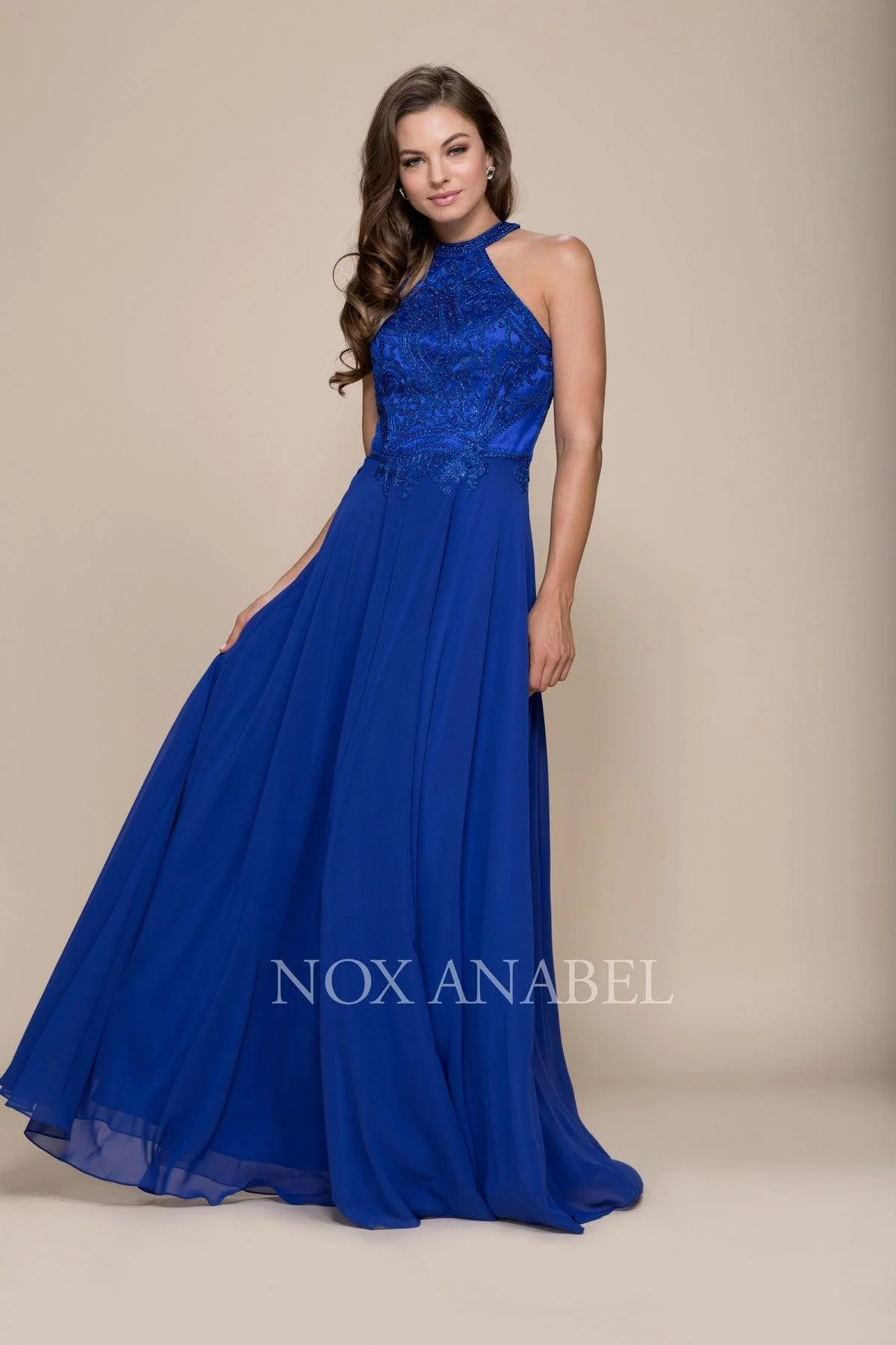 Prom Long Formal Halter Chiffon Dress