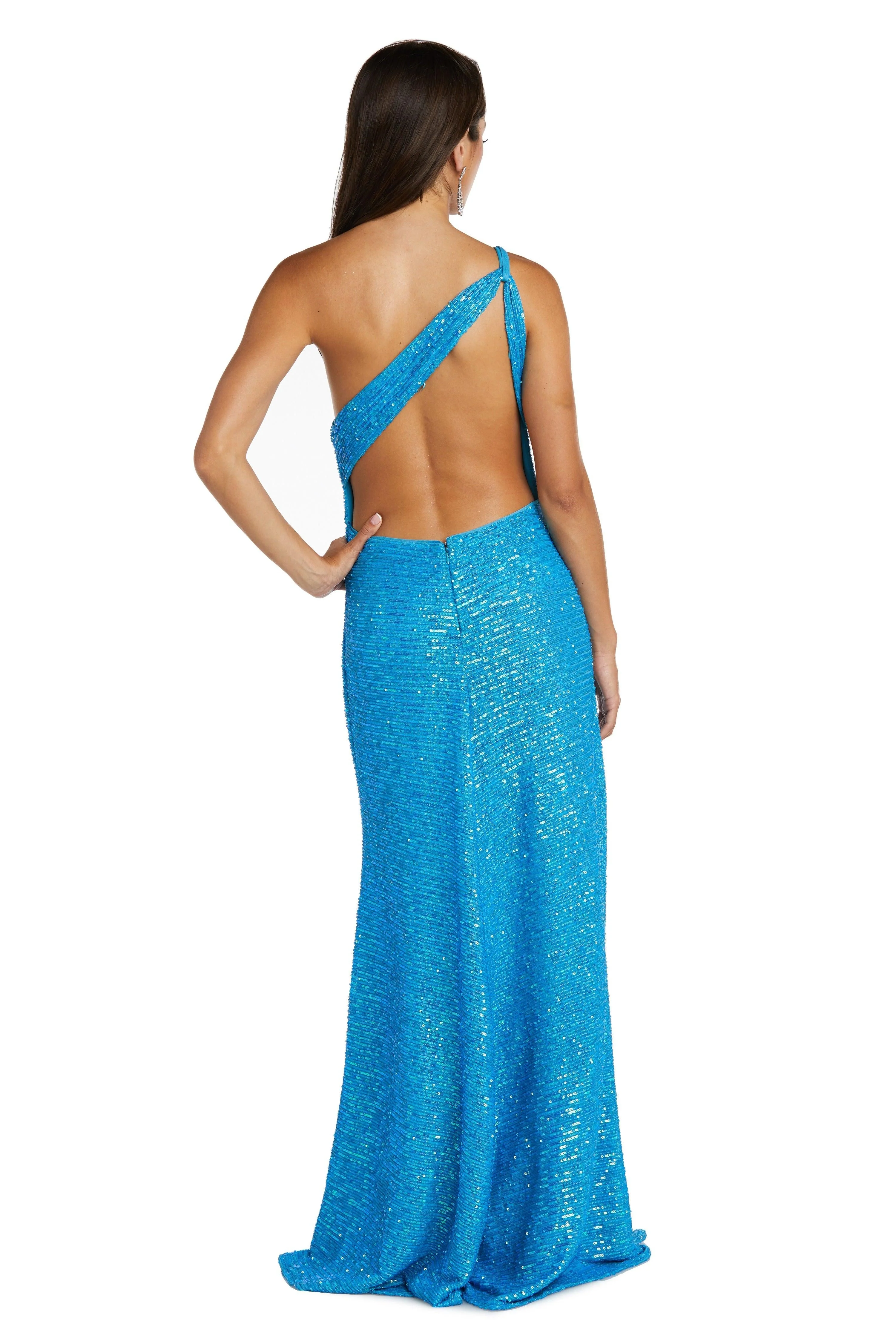 Morgan & Co 12992 Long One Shoulder Prom Dress